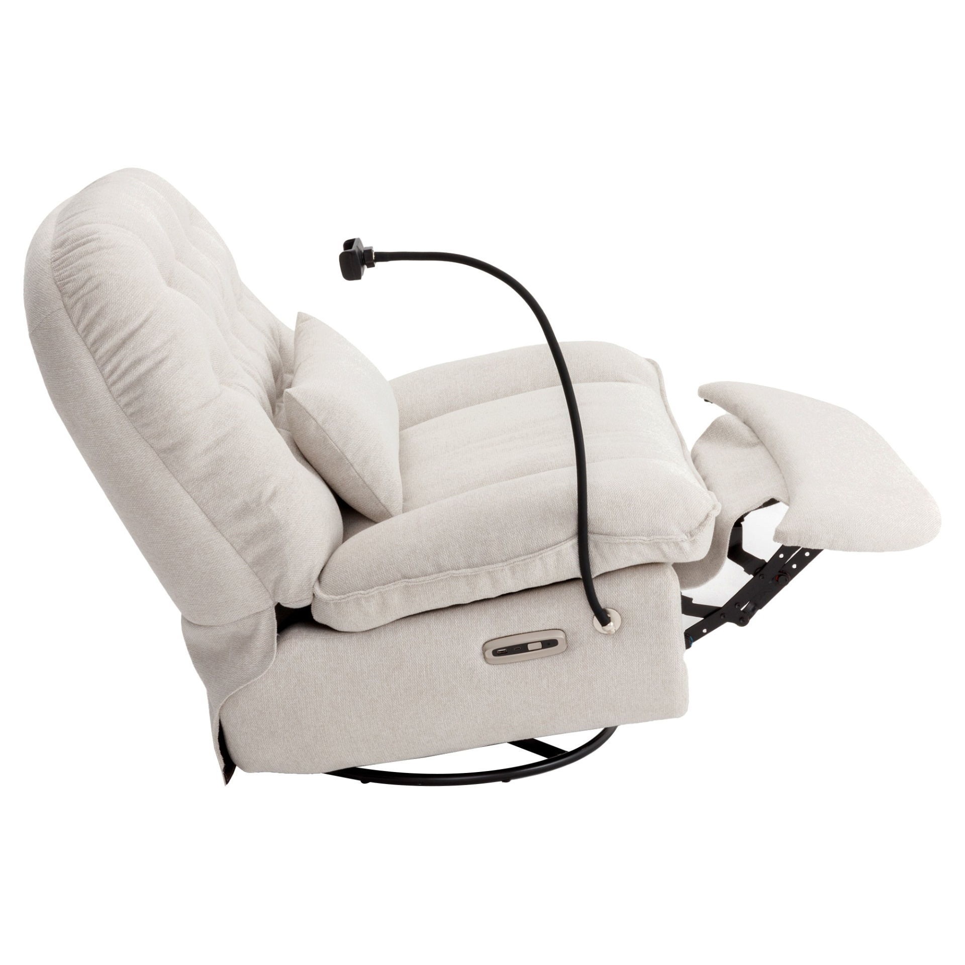 Sofa & Chair sets | 270 Degree Swivel Power Recliner with Voice Control, Bluetooth Music Player,USB Ports, Atmosphere Lamp, Hidden Arm Storage and Mobile Phone Holder for Living Room, Bedroom, Apartment, Beige | casafoyer.myshopify.com