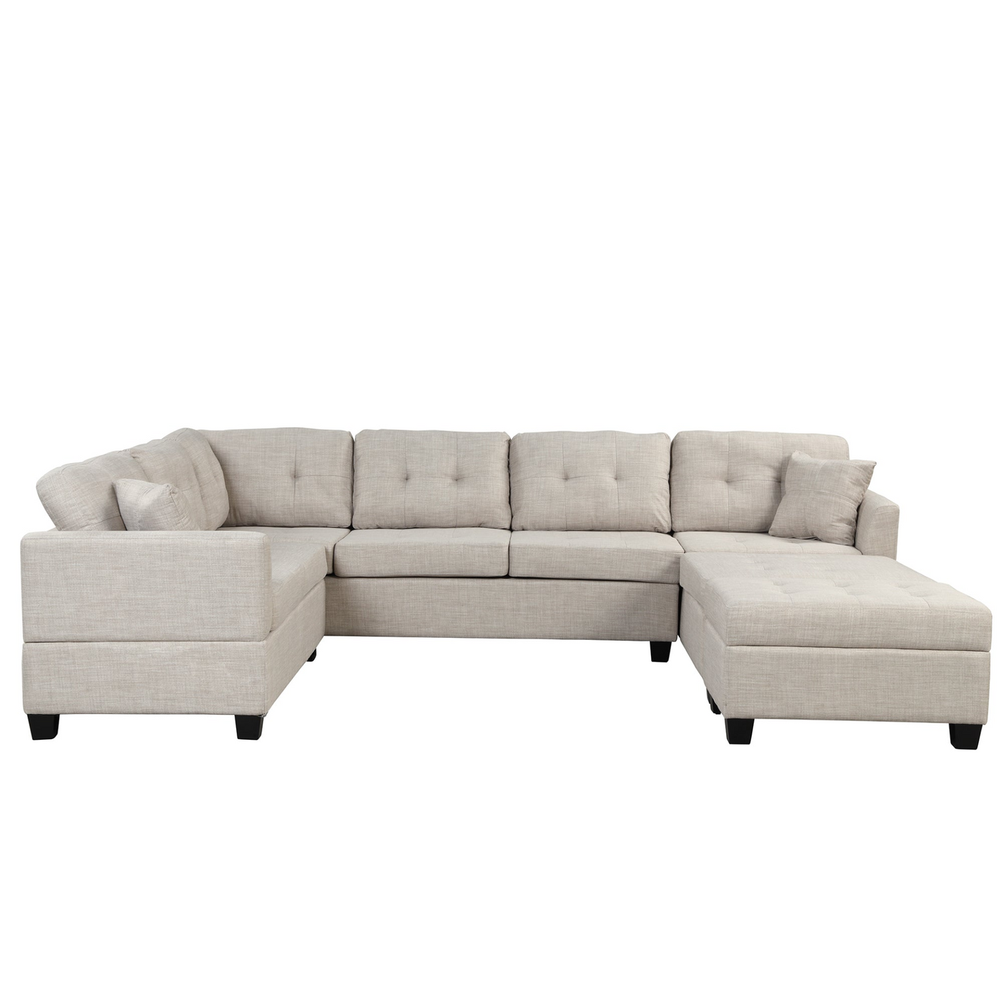 [product_type] | 121.3" Oversized Sectional Sofa with Storage Ottoman, U Shaped Sectional Couch with 2 Throw Pillows for Large Space Dorm Apartment | casafoyer.myshopify.com