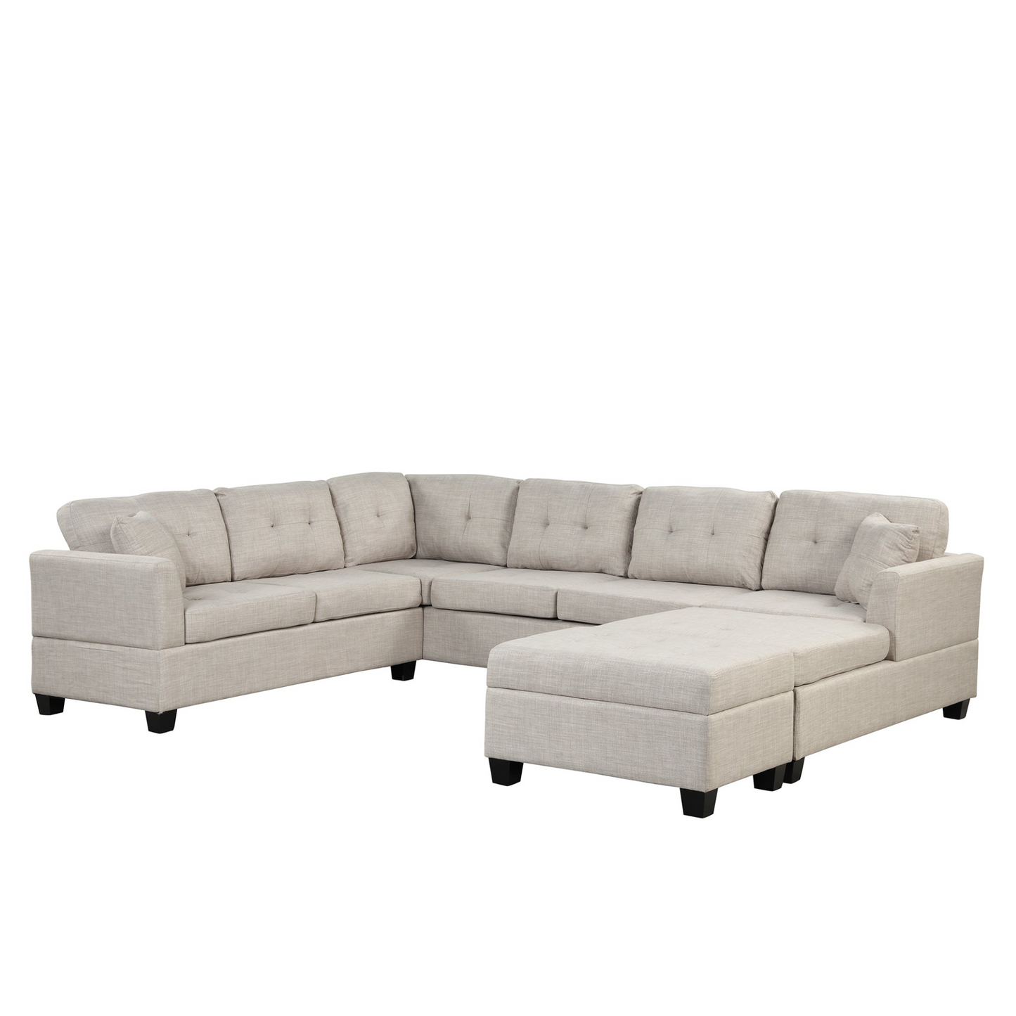 [product_type] | 121.3" Oversized Sectional Sofa with Storage Ottoman, U Shaped Sectional Couch with 2 Throw Pillows for Large Space Dorm Apartment | casafoyer.myshopify.com