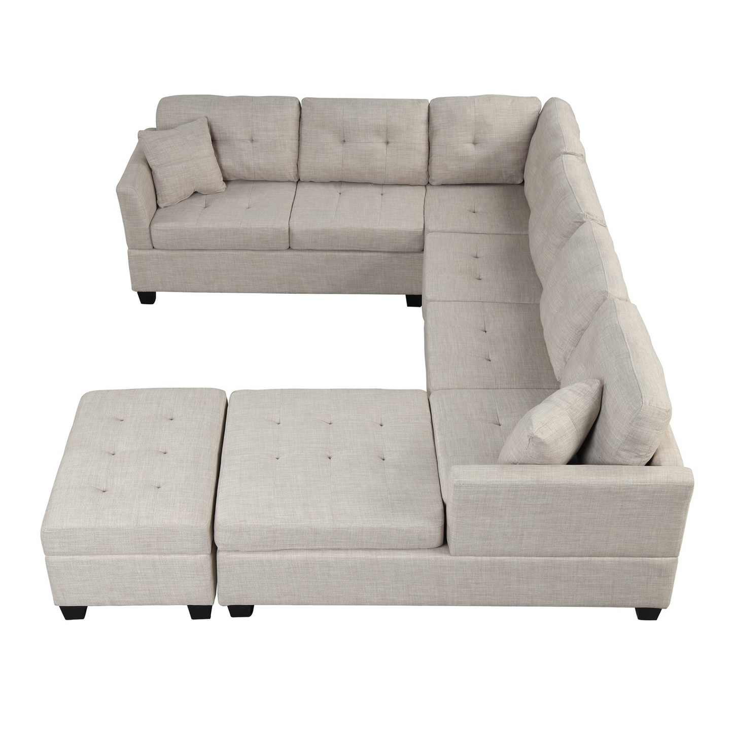 [product_type] | 121.3" Oversized Sectional Sofa with Storage Ottoman, U Shaped Sectional Couch with 2 Throw Pillows for Large Space Dorm Apartment | casafoyer.myshopify.com