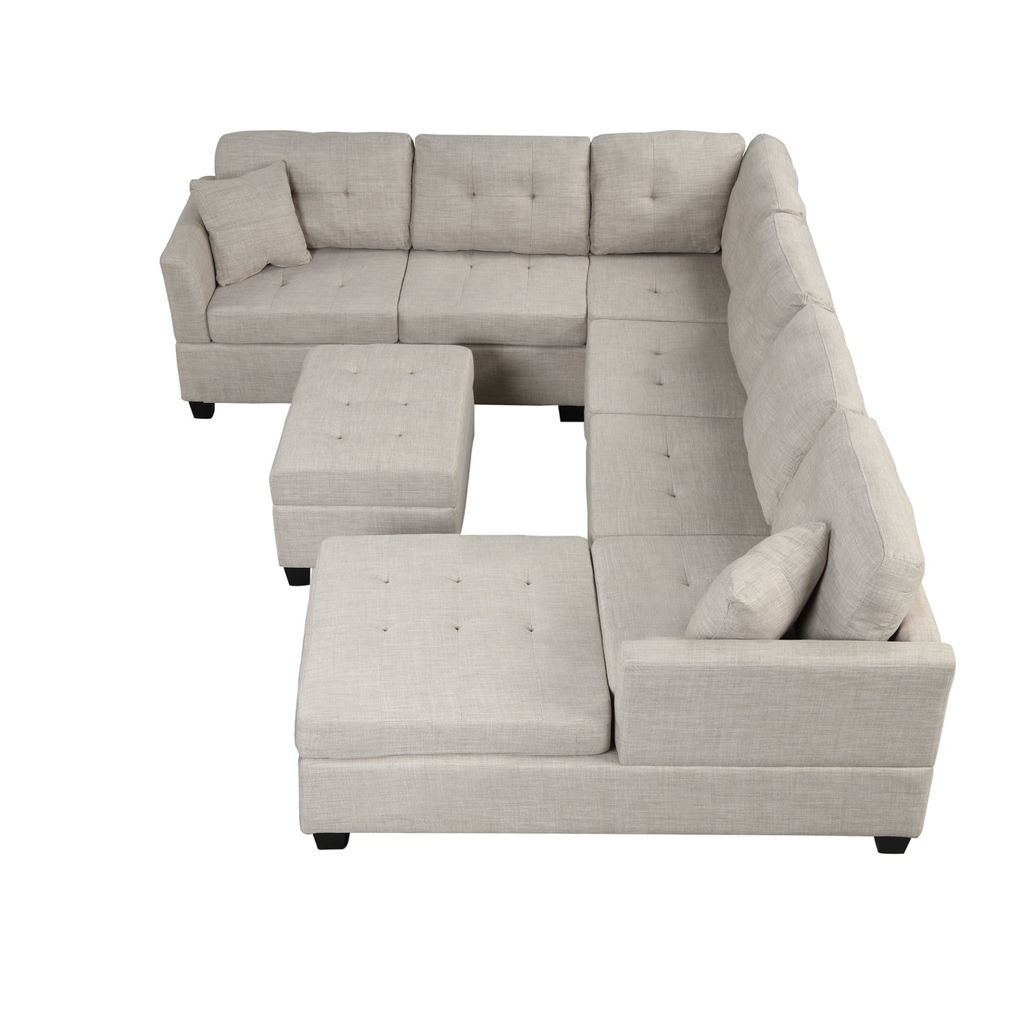 [product_type] | 121.3" Oversized Sectional Sofa with Storage Ottoman, U Shaped Sectional Couch with 2 Throw Pillows for Large Space Dorm Apartment | casafoyer.myshopify.com