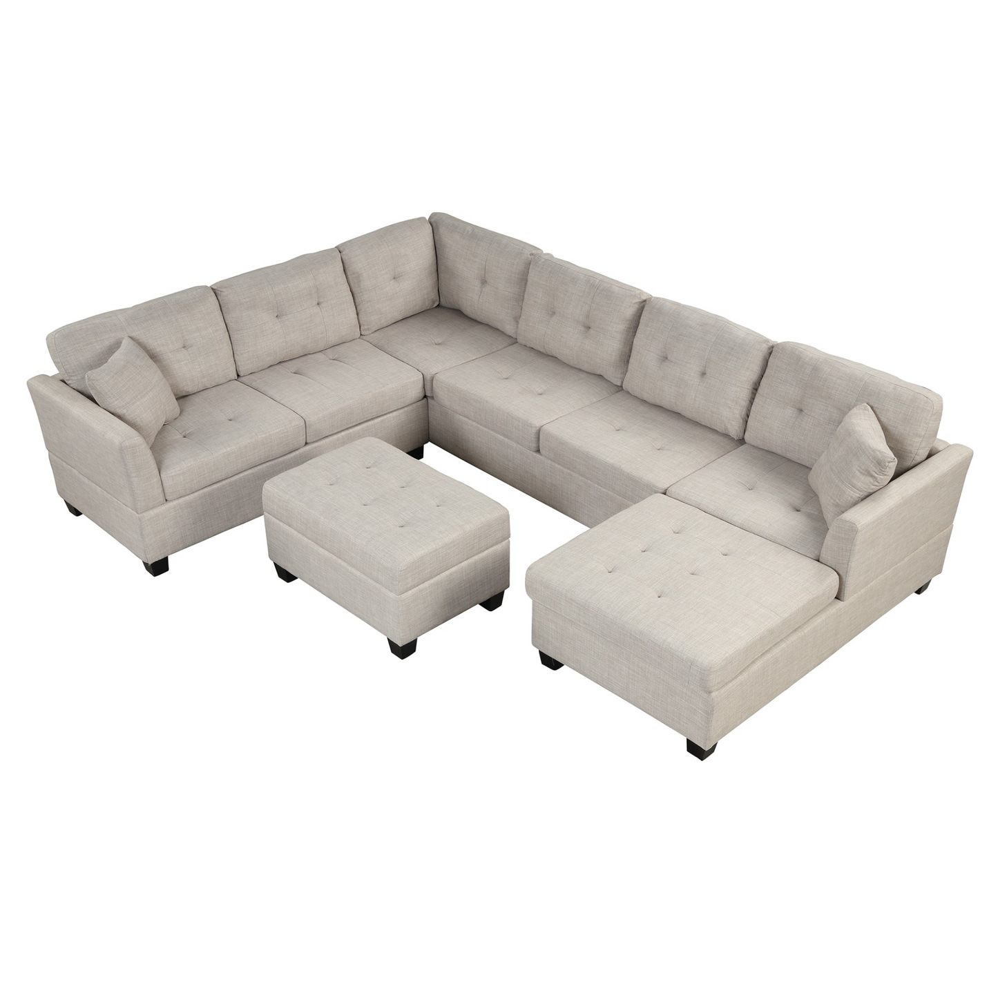 [product_type] | 121.3" Oversized Sectional Sofa with Storage Ottoman, U Shaped Sectional Couch with 2 Throw Pillows for Large Space Dorm Apartment | casafoyer.myshopify.com