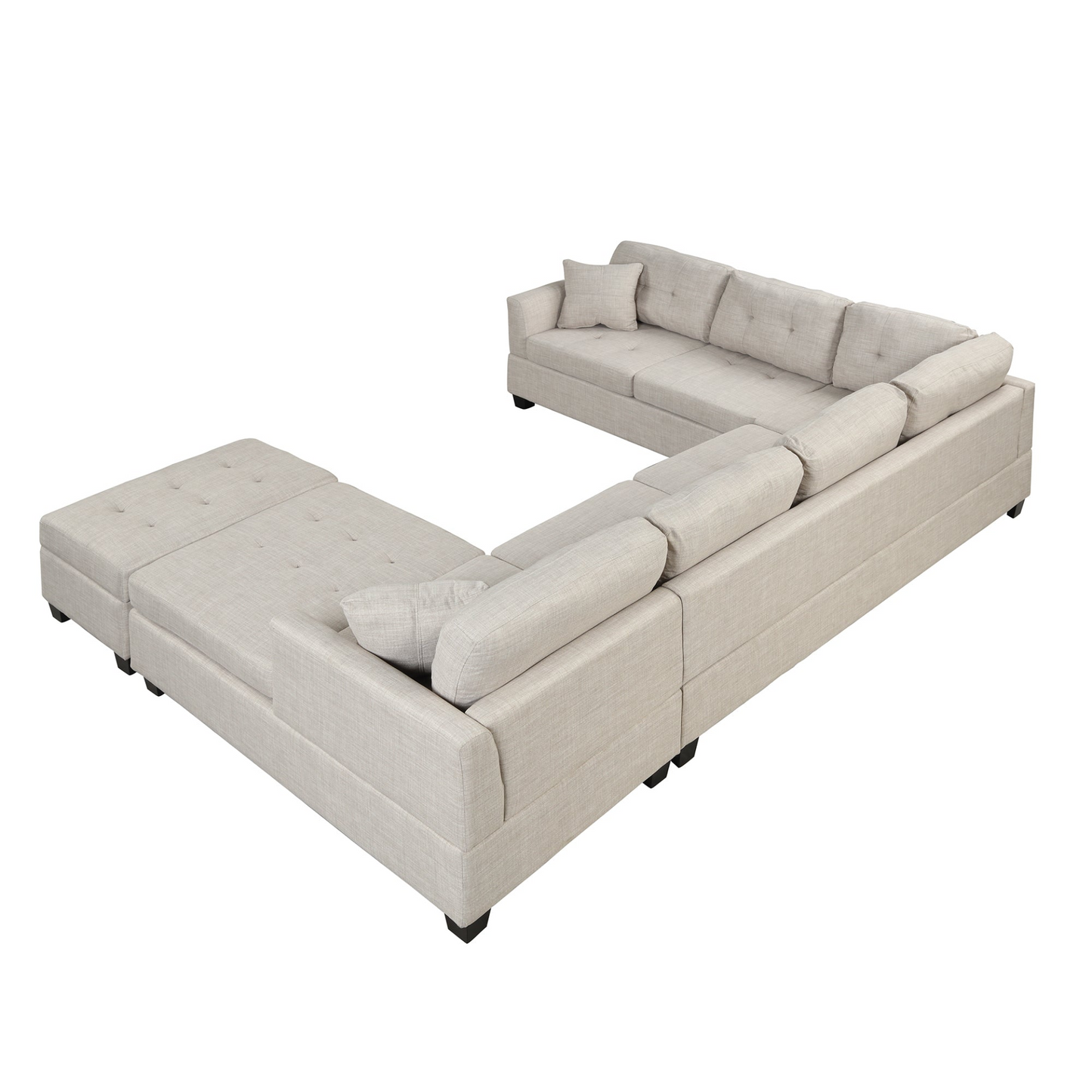 [product_type] | 121.3" Oversized Sectional Sofa with Storage Ottoman, U Shaped Sectional Couch with 2 Throw Pillows for Large Space Dorm Apartment | casafoyer.myshopify.com