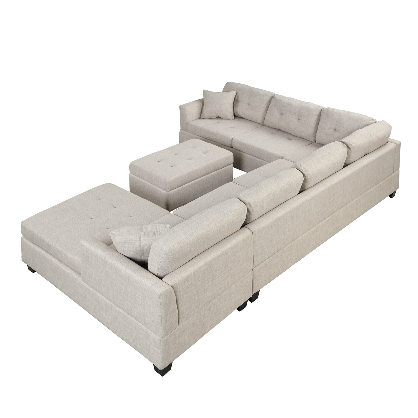 [product_type] | 121.3" Oversized Sectional Sofa with Storage Ottoman, U Shaped Sectional Couch with 2 Throw Pillows for Large Space Dorm Apartment | casafoyer.myshopify.com