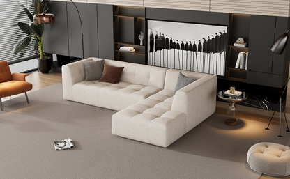 [product_type] | 110.2*72.8" Modular Modular Combination Living Room Sofa Set, Modern Minimalist Sofa, Living Room Upholstered Sofa Bed, Bedroom, 2pcs Computer Free Combination, L-Shaped,Beige | casafoyer.myshopify.com