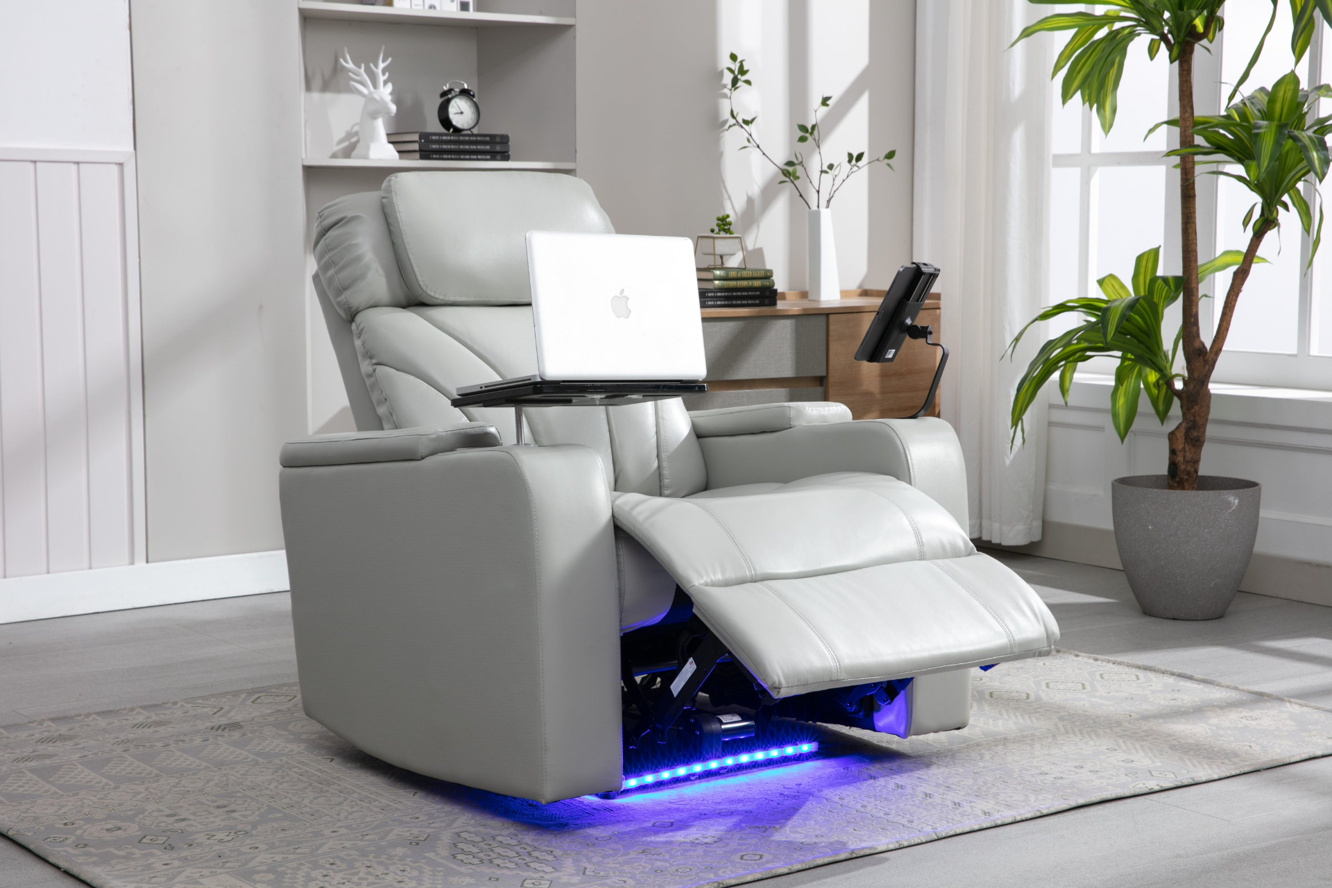 Sofa & Chair sets | Power Motion Recliner with USB Charging Port and Hidden Arm Storage, Home Theater Seating with Convenient Cup Holder Design ,and stereo(light grey) | casafoyer.myshopify.com