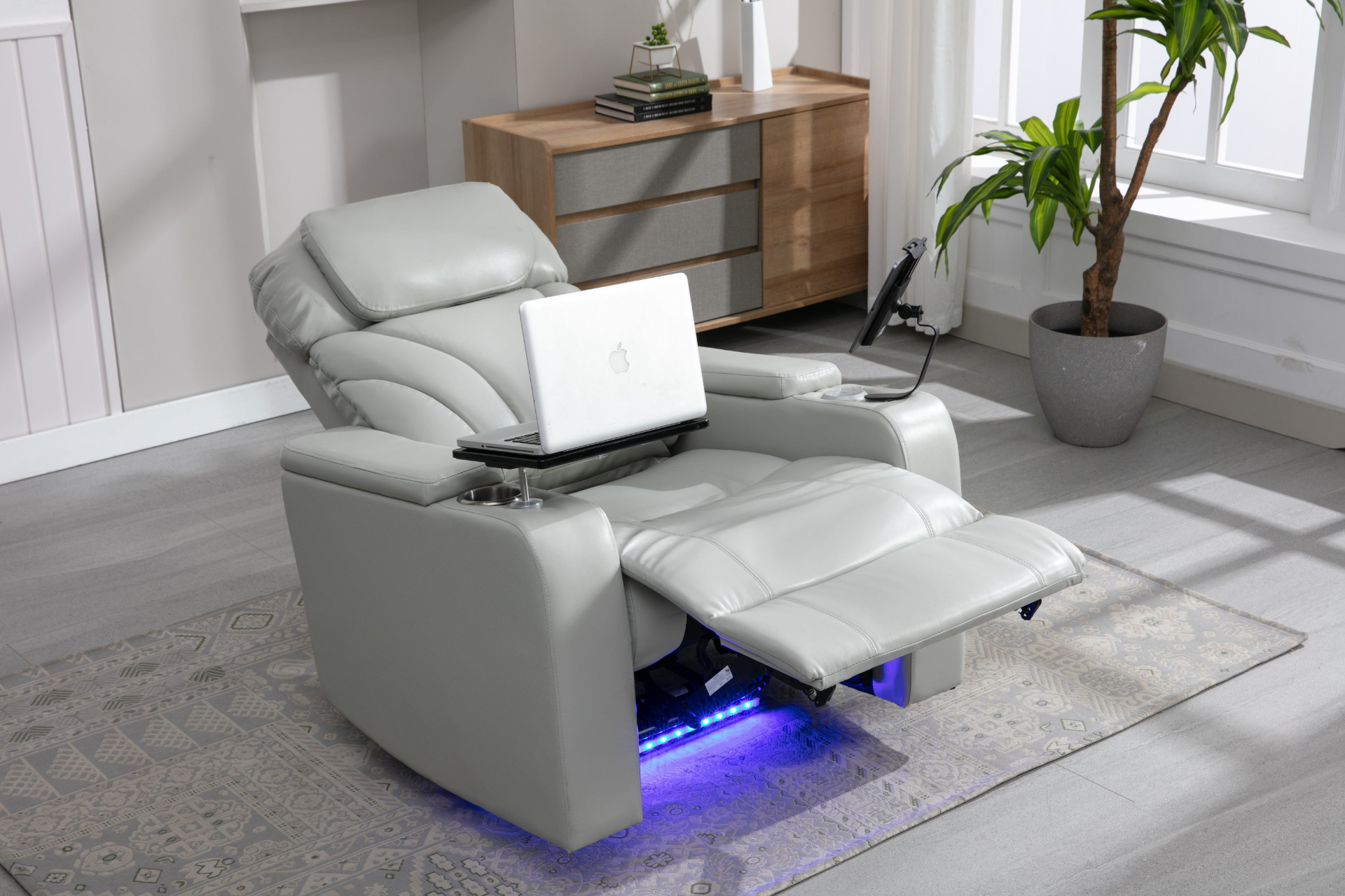 Sofa & Chair sets | Power Motion Recliner with USB Charging Port and Hidden Arm Storage, Home Theater Seating with Convenient Cup Holder Design ,and stereo(light grey) | casafoyer.myshopify.com