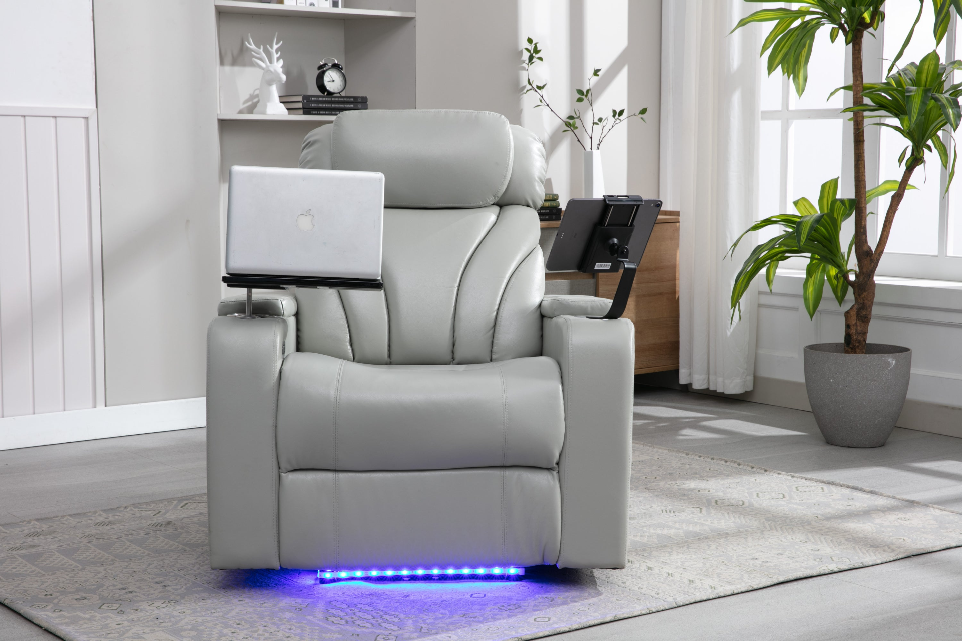 Sofa & Chair sets | Power Motion Recliner with USB Charging Port and Hidden Arm Storage, Home Theater Seating with Convenient Cup Holder Design ,and stereo(light grey) | casafoyer.myshopify.com