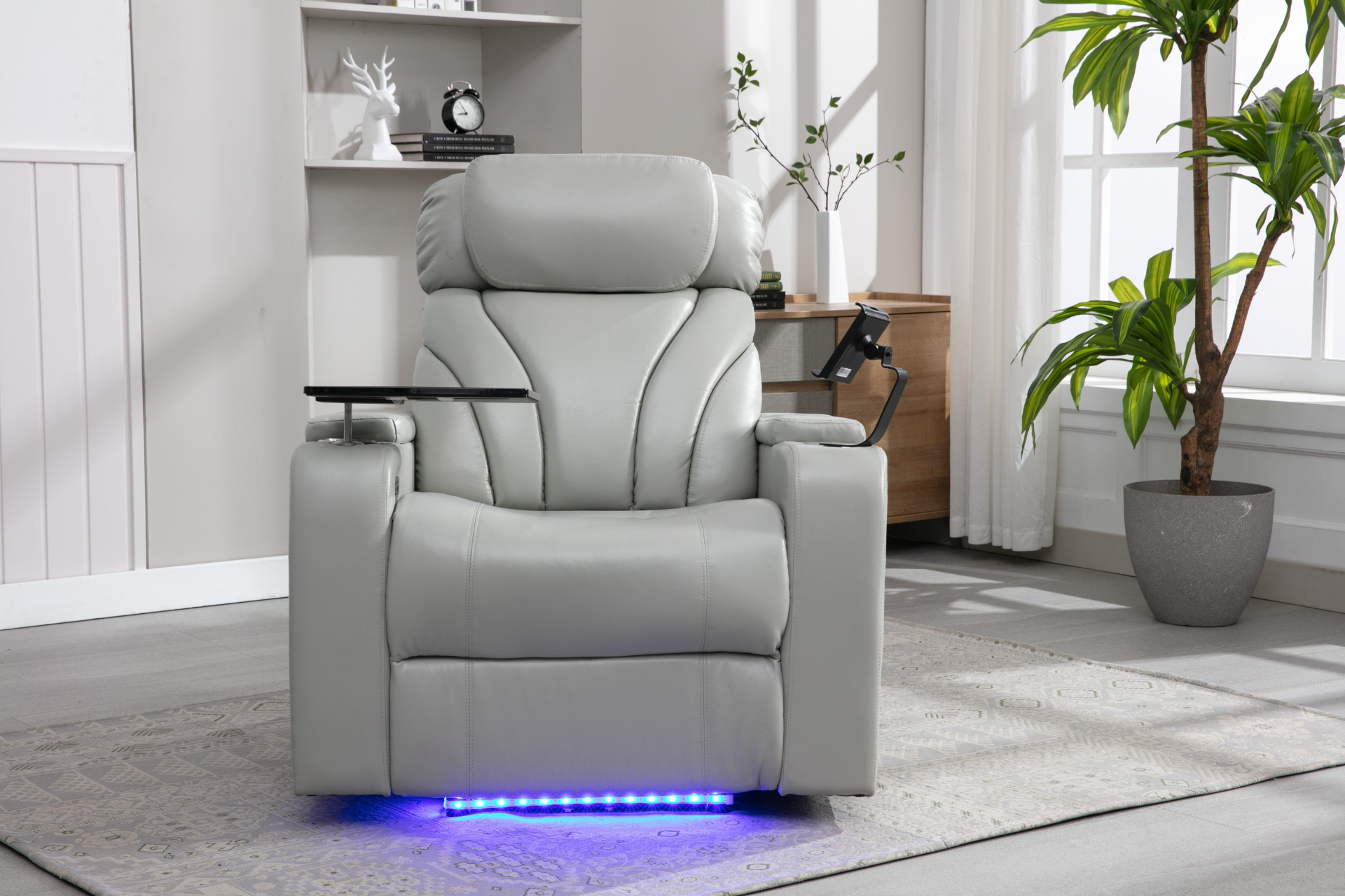 Sofa & Chair sets | Power Motion Recliner with USB Charging Port and Hidden Arm Storage, Home Theater Seating with Convenient Cup Holder Design ,and stereo(light grey) | casafoyer.myshopify.com