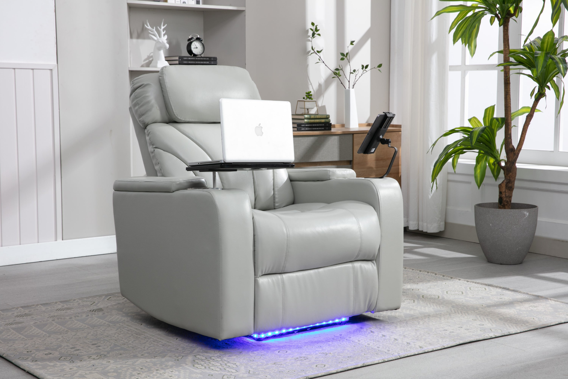 Sofa & Chair sets | Power Motion Recliner with USB Charging Port and Hidden Arm Storage, Home Theater Seating with Convenient Cup Holder Design ,and stereo(light grey) | casafoyer.myshopify.com