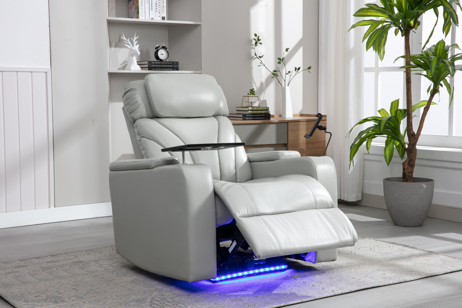 Sofa & Chair sets | Power Motion Recliner with USB Charging Port and Hidden Arm Storage, Home Theater Seating with Convenient Cup Holder Design ,and stereo(light grey) | casafoyer.myshopify.com