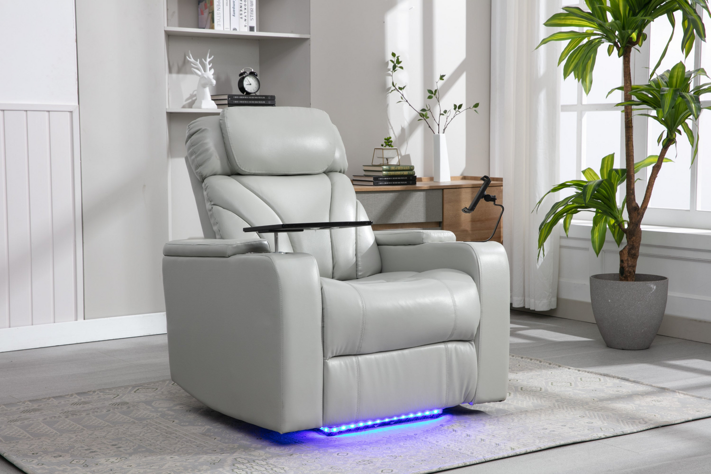 Sofa & Chair sets | Power Motion Recliner with USB Charging Port and Hidden Arm Storage, Home Theater Seating with Convenient Cup Holder Design ,and stereo(light grey) | casafoyer.myshopify.com