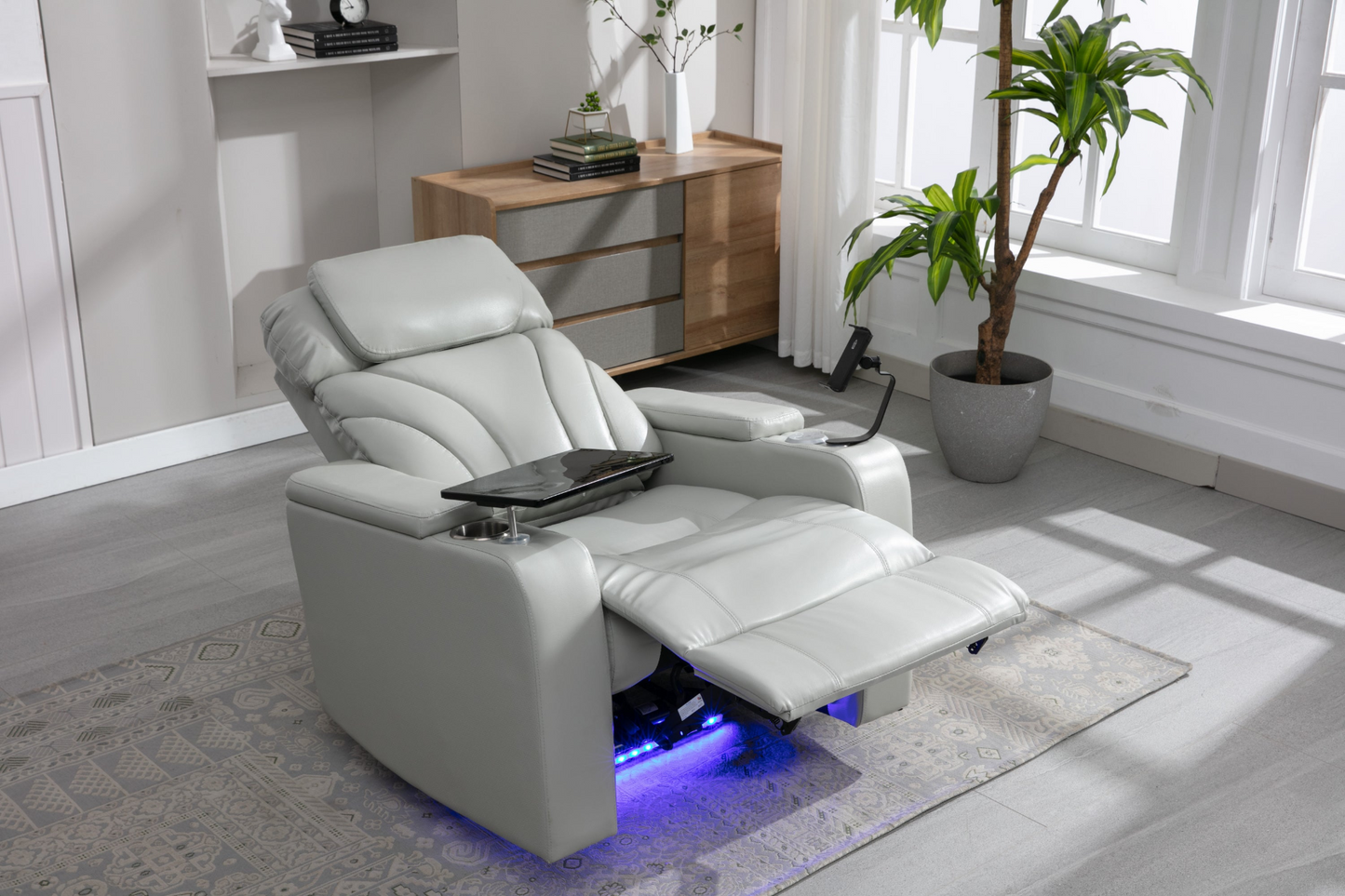 Sofa & Chair sets | Power Motion Recliner with USB Charging Port and Hidden Arm Storage, Home Theater Seating with Convenient Cup Holder Design ,and stereo(light grey) | casafoyer.myshopify.com