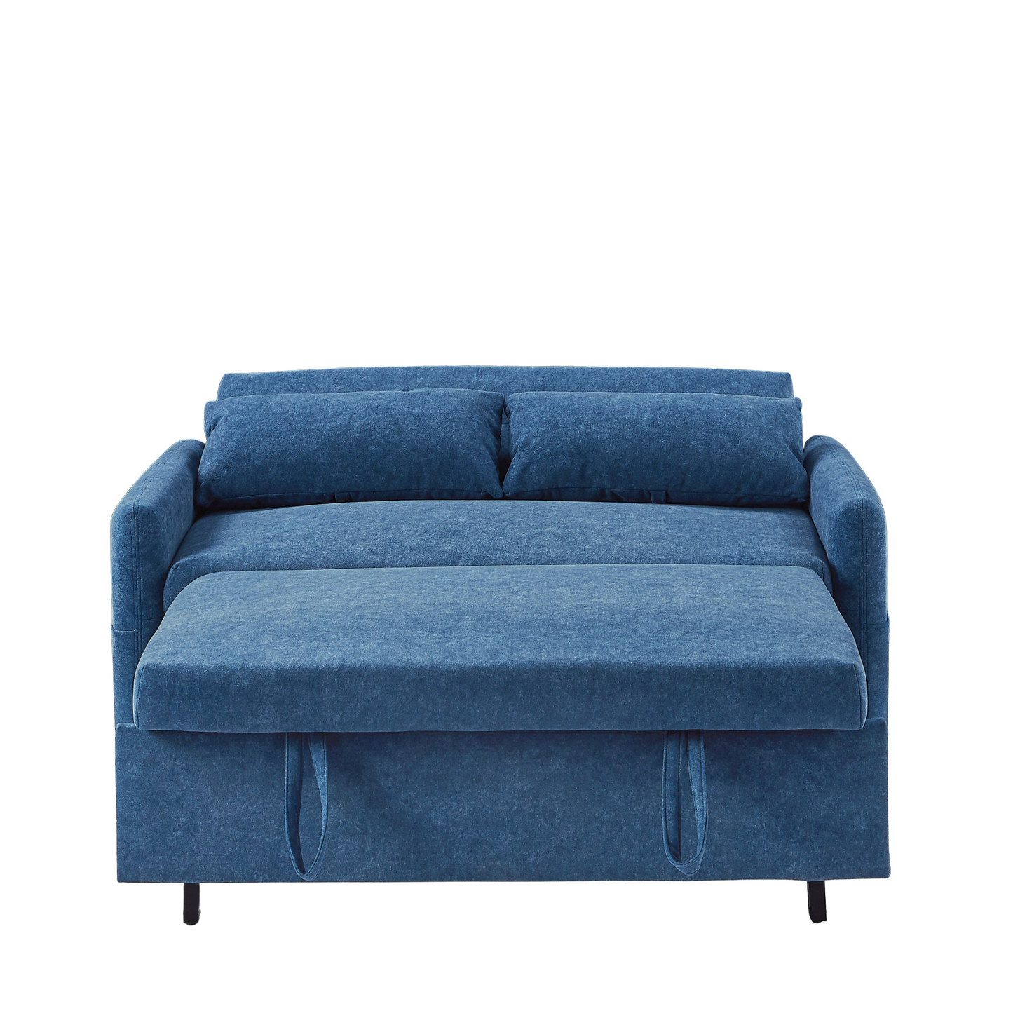 [product_type] | 55.1" Pull Out Sleep Sofa Bed Loveseats Sofa Couch with Adjsutable Backrest, Storage Pockets, 2 Soft Pillows, USB Ports for Living Room, Bedroom, Apartment, Office, Blue | casafoyer.myshopify.com