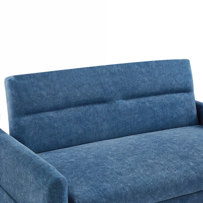 [product_type] | 55.1" Pull Out Sleep Sofa Bed Loveseats Sofa Couch with Adjsutable Backrest, Storage Pockets, 2 Soft Pillows, USB Ports for Living Room, Bedroom, Apartment, Office, Blue | casafoyer.myshopify.com