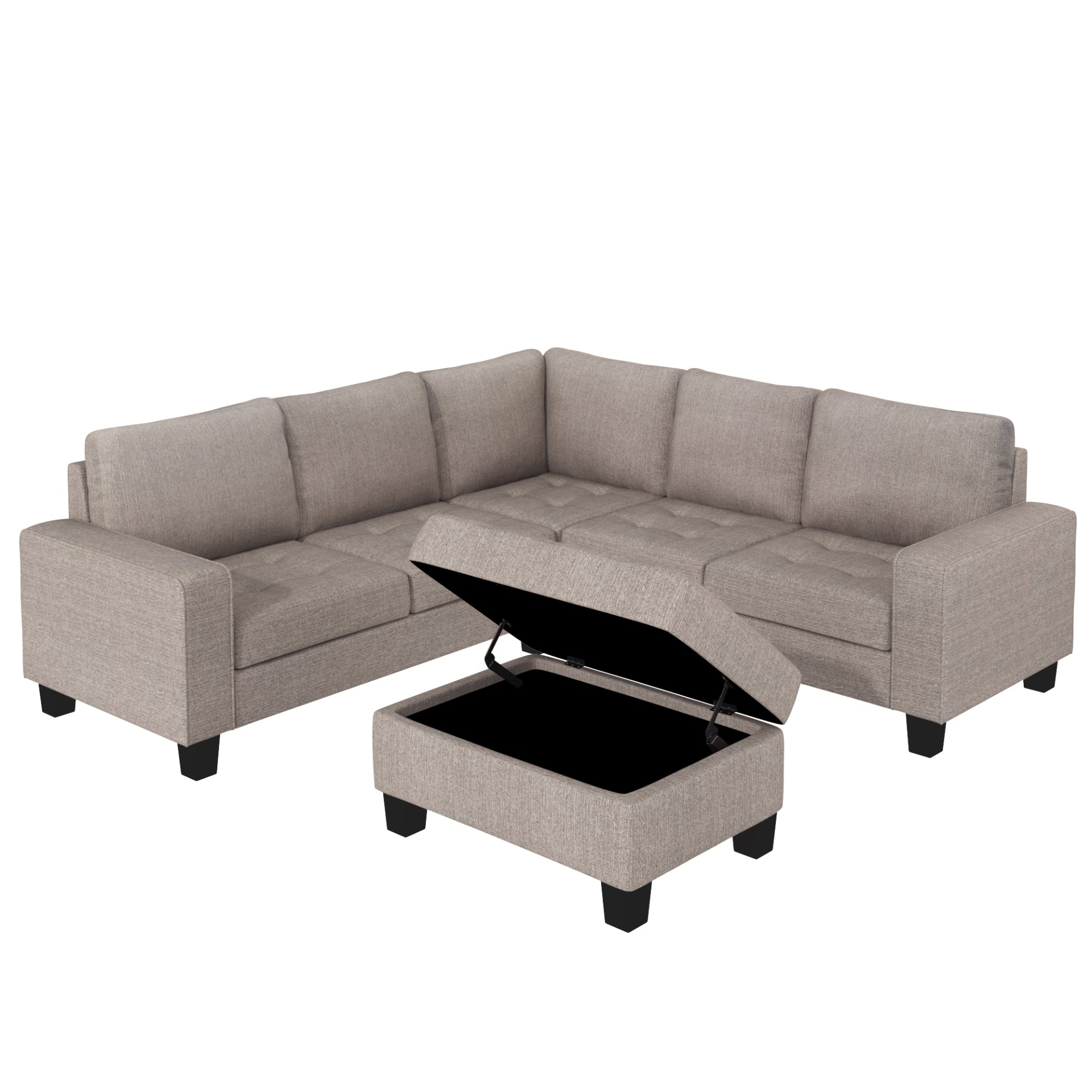 Sofa & Chair sets | Sectional Corner Sofa L-shape Couch Space Saving with Storage Ottoman & Cup Holders Design for Large Space Dorm Apartment | casafoyer.myshopify.com