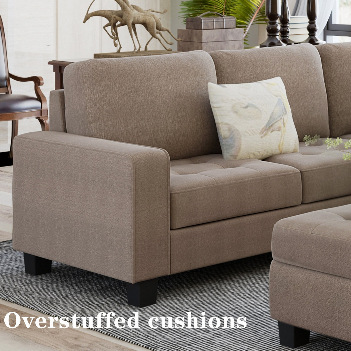 Sofa & Chair sets | Sectional Corner Sofa L-shape Couch Space Saving with Storage Ottoman & Cup Holders Design for Large Space Dorm Apartment | casafoyer.myshopify.com