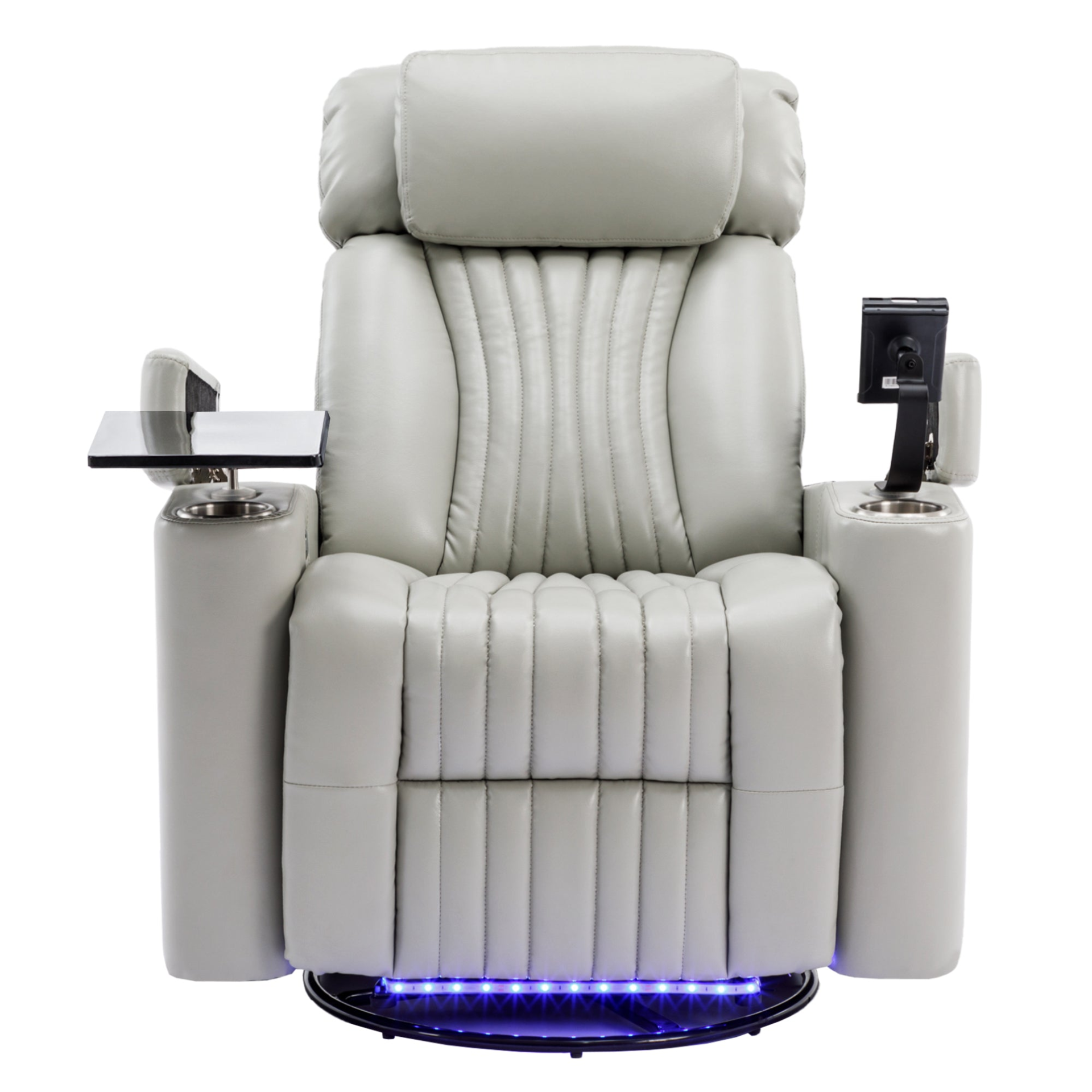 Sofa & Chair sets | 270 Degree Power Swivel Recliner,Home Theater Seating With Hidden Arm Storage and  LED Light Strip,Cup Holder,360? Swivel Tray Table,and Cell Phone Holder,Soft Living Room Chair,Grey | casafoyer.myshopify.com