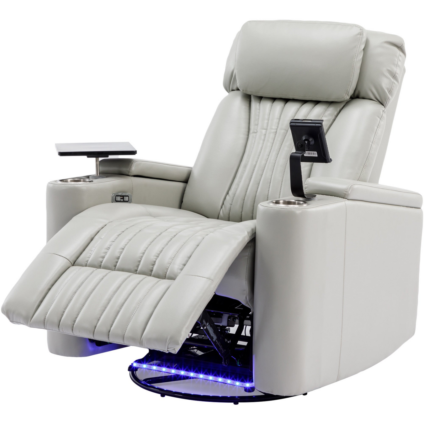 Sofa & Chair sets | 270 Degree Power Swivel Recliner,Home Theater Seating With Hidden Arm Storage and  LED Light Strip,Cup Holder,360? Swivel Tray Table,and Cell Phone Holder,Soft Living Room Chair,Grey | casafoyer.myshopify.com