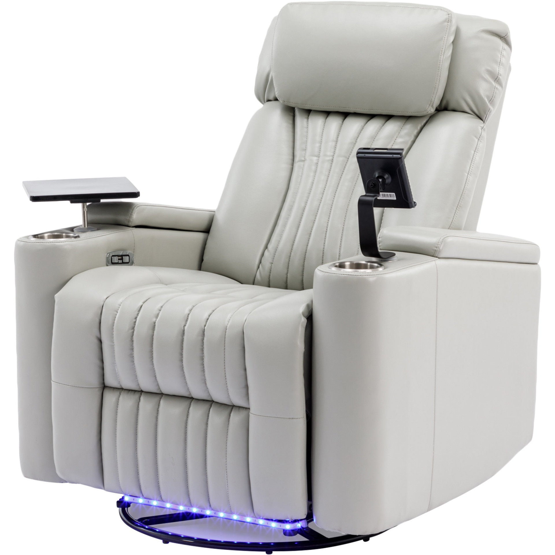 Sofa & Chair sets | 270 Degree Power Swivel Recliner,Home Theater Seating With Hidden Arm Storage and  LED Light Strip,Cup Holder,360? Swivel Tray Table,and Cell Phone Holder,Soft Living Room Chair,Grey | casafoyer.myshopify.com