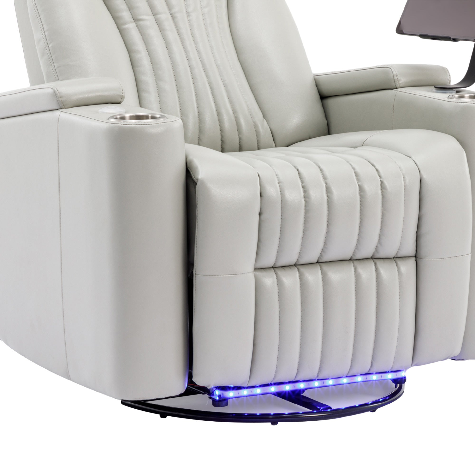 Sofa & Chair sets | 270 Degree Power Swivel Recliner,Home Theater Seating With Hidden Arm Storage and  LED Light Strip,Cup Holder,360? Swivel Tray Table,and Cell Phone Holder,Soft Living Room Chair,Grey | casafoyer.myshopify.com