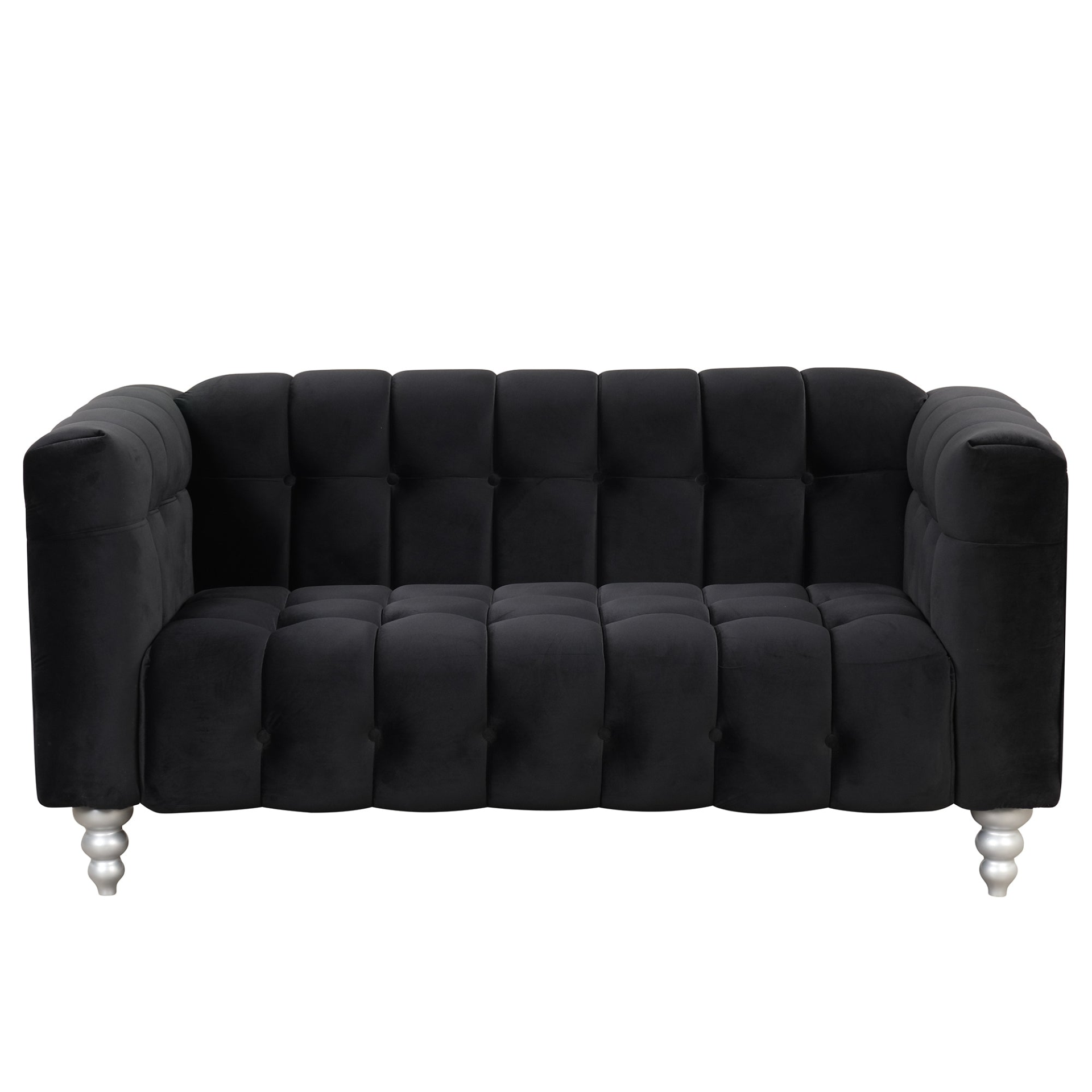 Sofa & Chair sets | Modern Sofa Dutch Fluff Upholstered sofa with solid wood legs, buttoned tufted backrest,black | casafoyer.myshopify.com