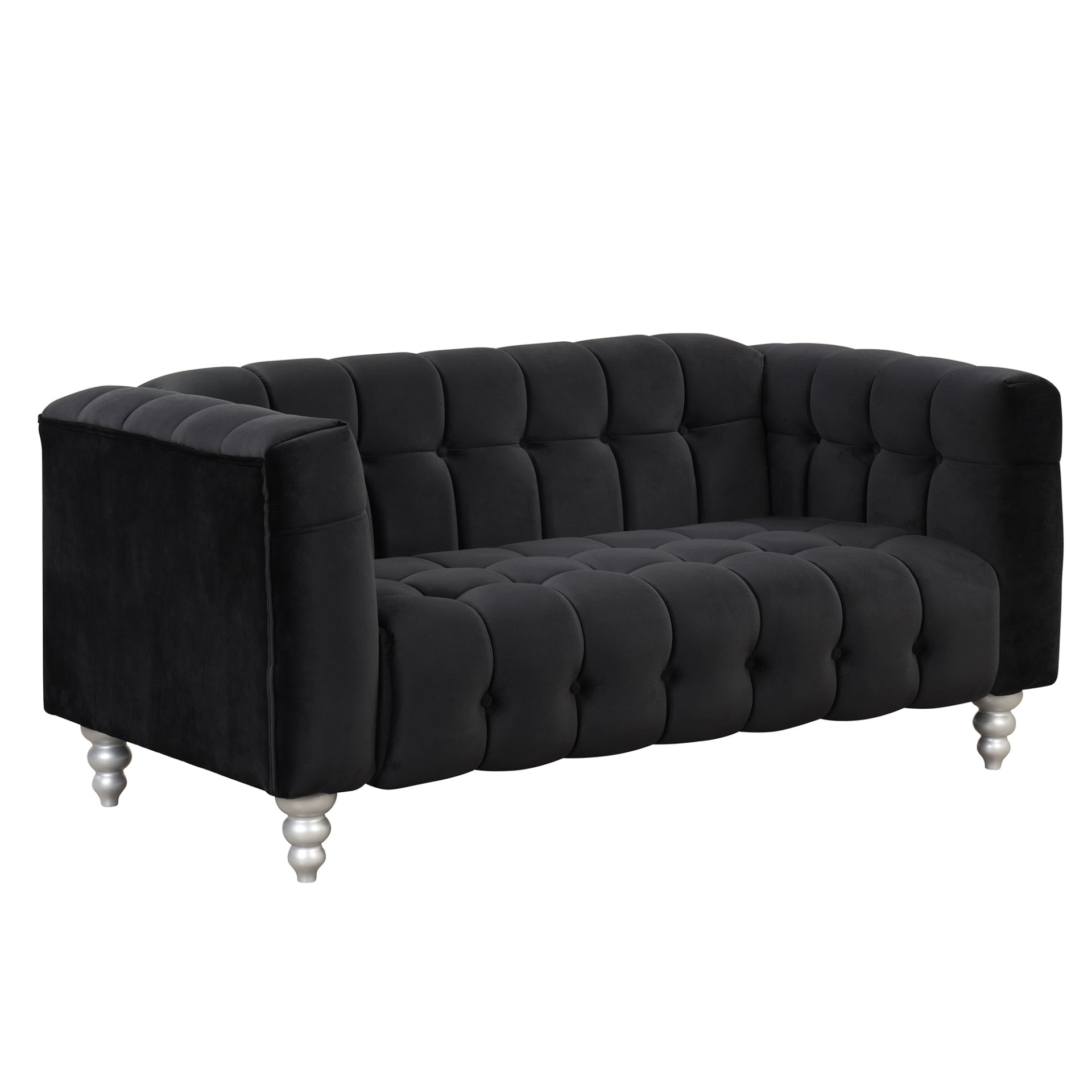 Sofa & Chair sets | Modern Sofa Dutch Fluff Upholstered sofa with solid wood legs, buttoned tufted backrest,black | casafoyer.myshopify.com