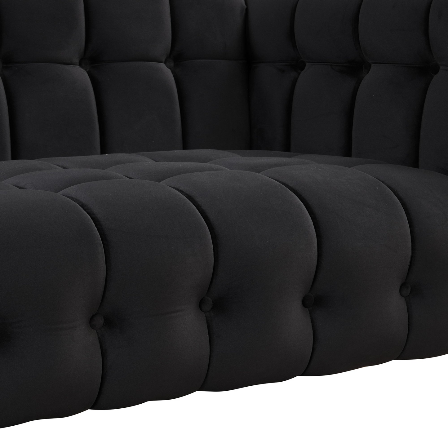 Sofa & Chair sets | Modern Sofa Dutch Fluff Upholstered sofa with solid wood legs, buttoned tufted backrest,black | casafoyer.myshopify.com