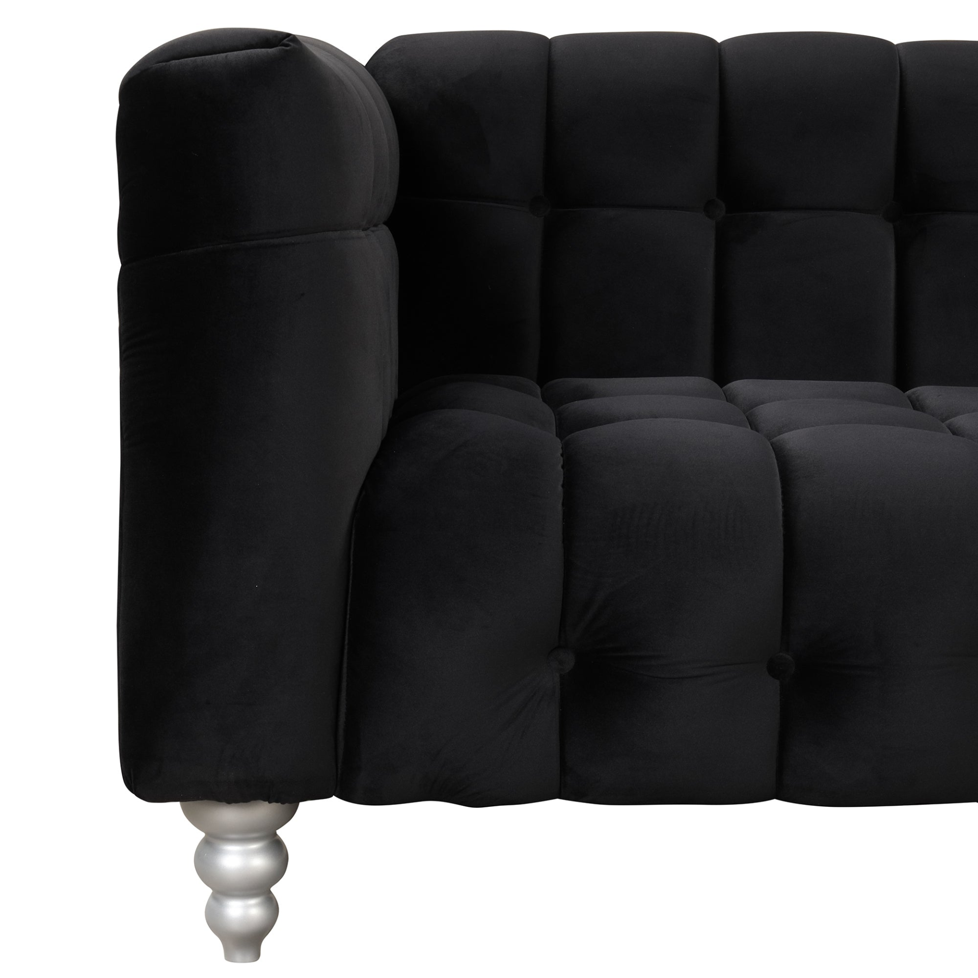 Sofa & Chair sets | Modern Sofa Dutch Fluff Upholstered sofa with solid wood legs, buttoned tufted backrest,black | casafoyer.myshopify.com