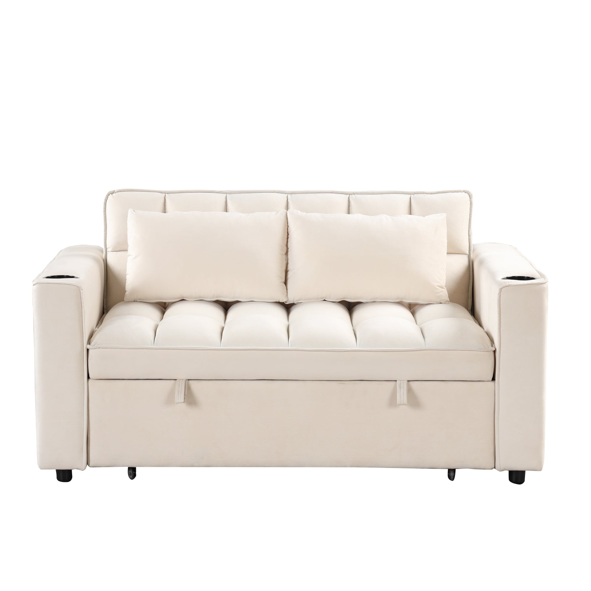 [product_type] | 55.3" 4-1 Multi-functional Sofa Bed with Cup Holder and USB Port - Milky White | casafoyer.myshopify.com