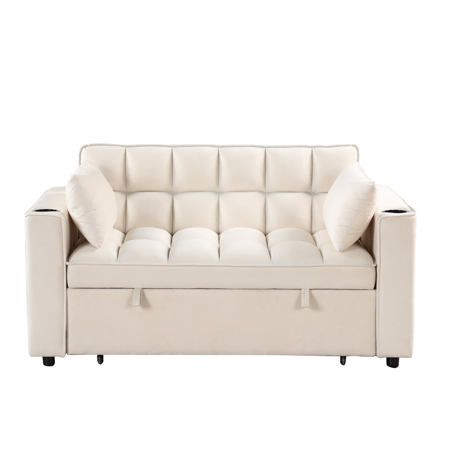 [product_type] | 55.3" 4-1 Multi-functional Sofa Bed with Cup Holder and USB Port - Milky White | casafoyer.myshopify.com