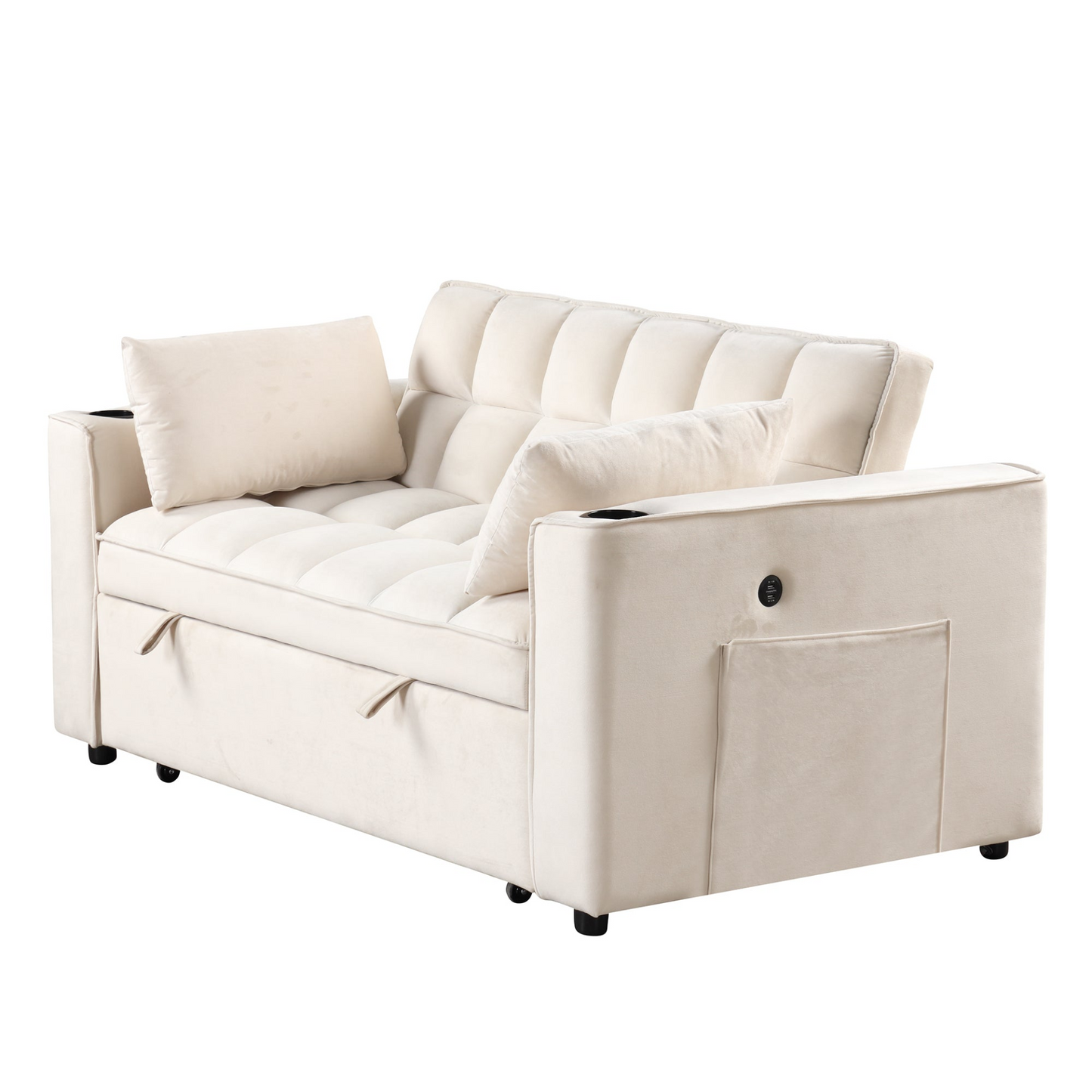 [product_type] | 55.3" 4-1 Multi-functional Sofa Bed with Cup Holder and USB Port - Milky White | casafoyer.myshopify.com