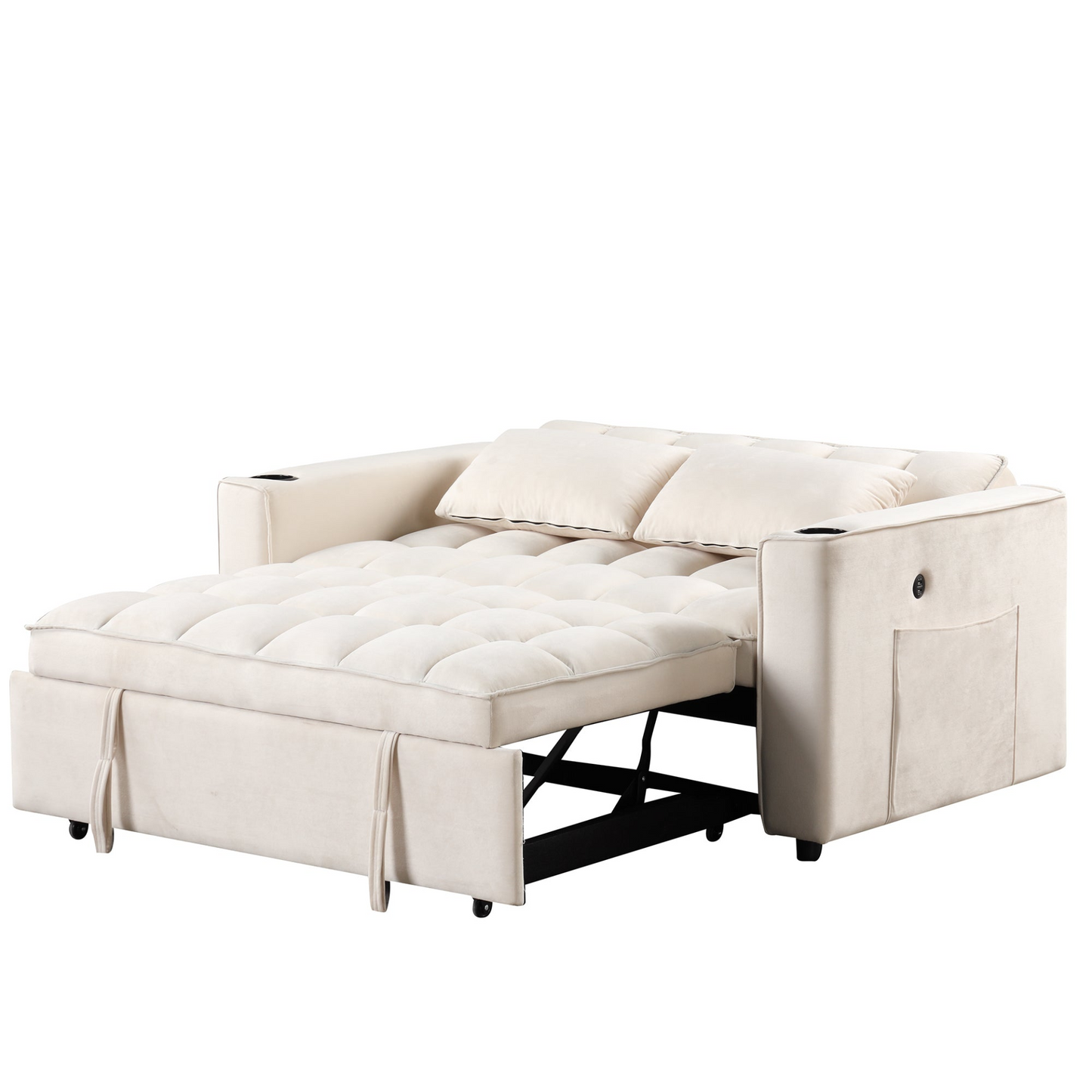 [product_type] | 55.3" 4-1 Multi-functional Sofa Bed with Cup Holder and USB Port - Milky White | casafoyer.myshopify.com