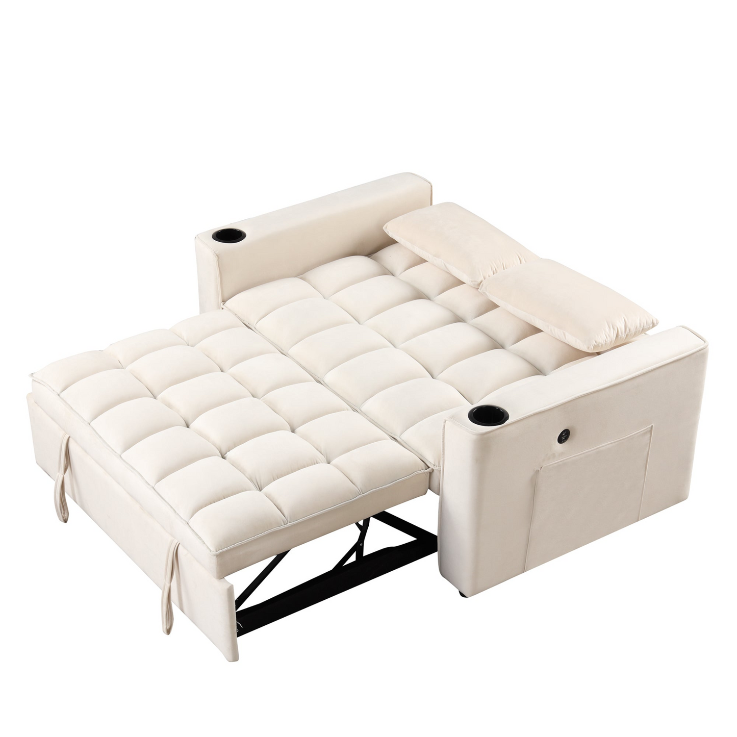 [product_type] | 55.3" 4-1 Multi-functional Sofa Bed with Cup Holder and USB Port - Milky White | casafoyer.myshopify.com