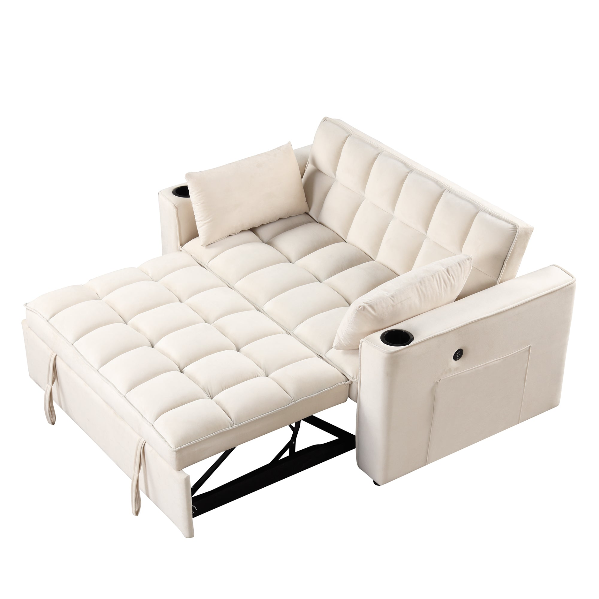 [product_type] | 55.3" 4-1 Multi-functional Sofa Bed with Cup Holder and USB Port - Milky White | casafoyer.myshopify.com