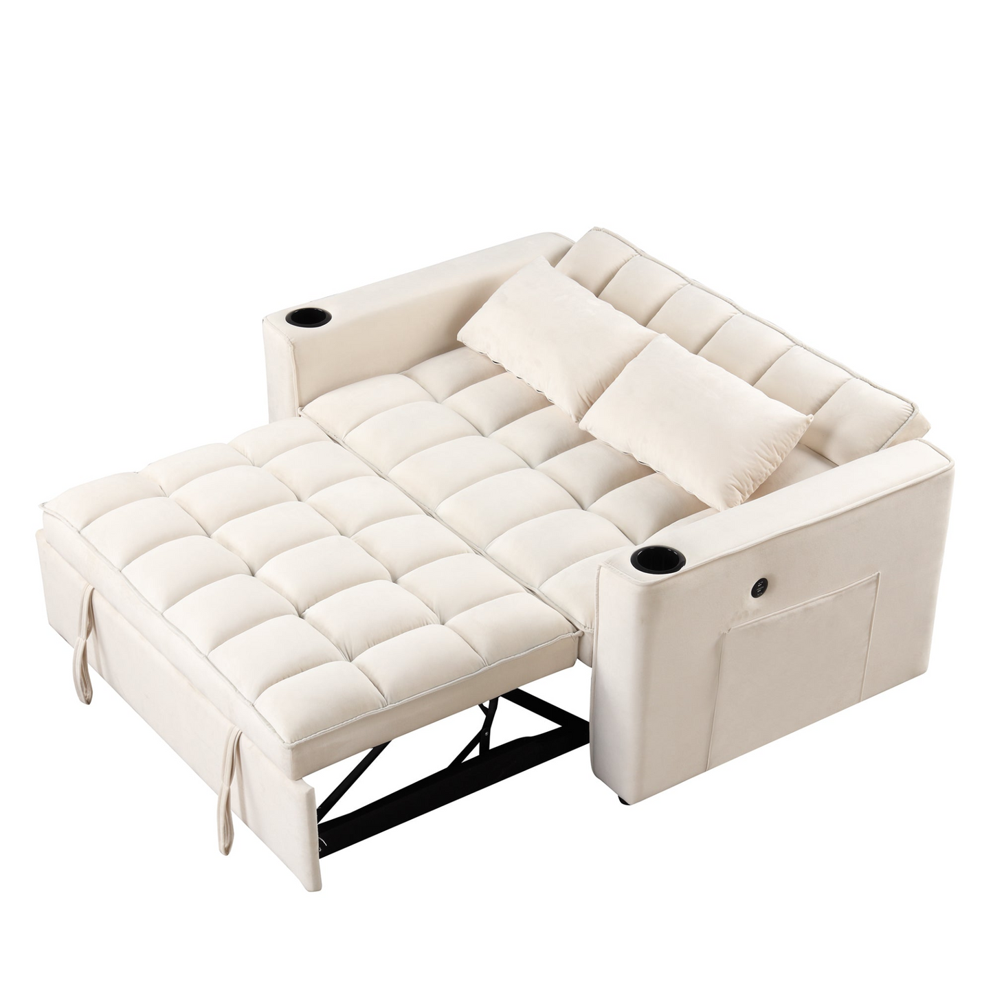 [product_type] | 55.3" 4-1 Multi-functional Sofa Bed with Cup Holder and USB Port - Milky White | casafoyer.myshopify.com