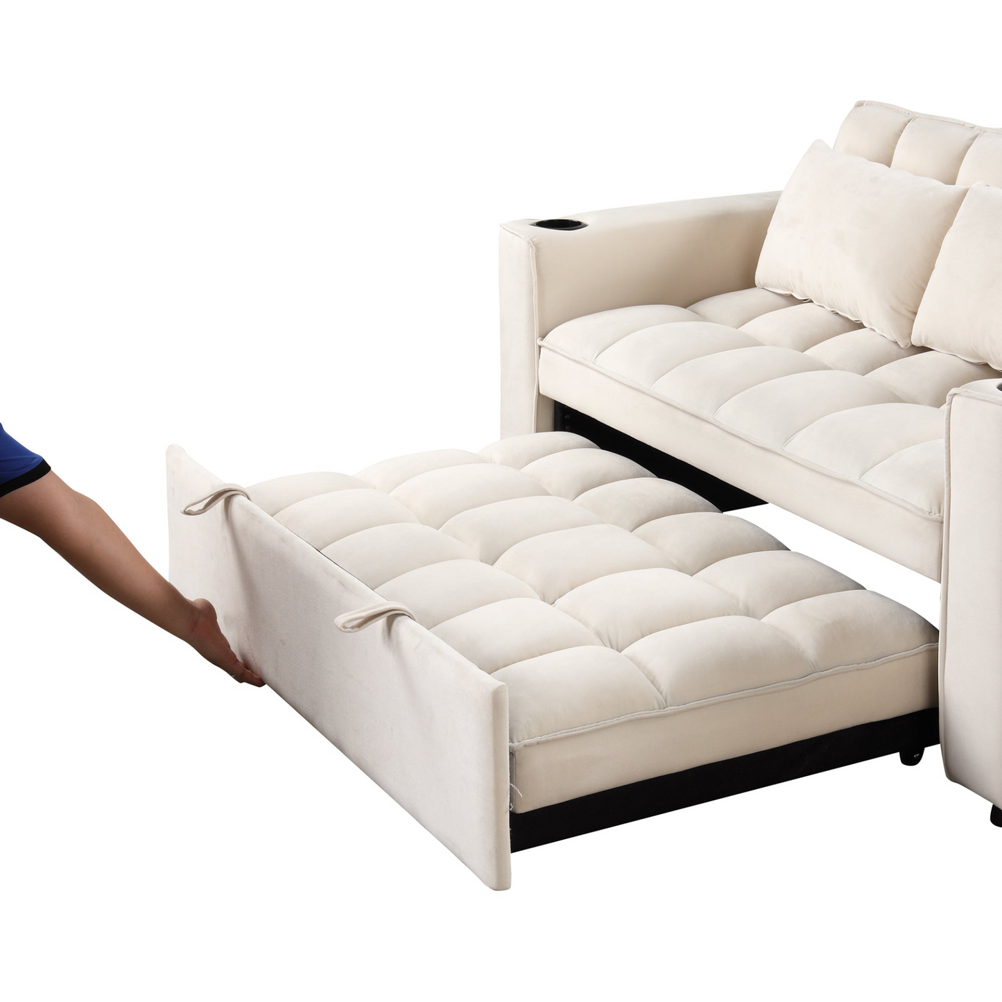 [product_type] | 55.3" 4-1 Multi-functional Sofa Bed with Cup Holder and USB Port - Milky White | casafoyer.myshopify.com