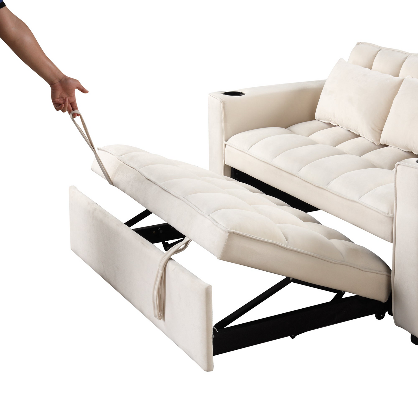 [product_type] | 55.3" 4-1 Multi-functional Sofa Bed with Cup Holder and USB Port - Milky White | casafoyer.myshopify.com