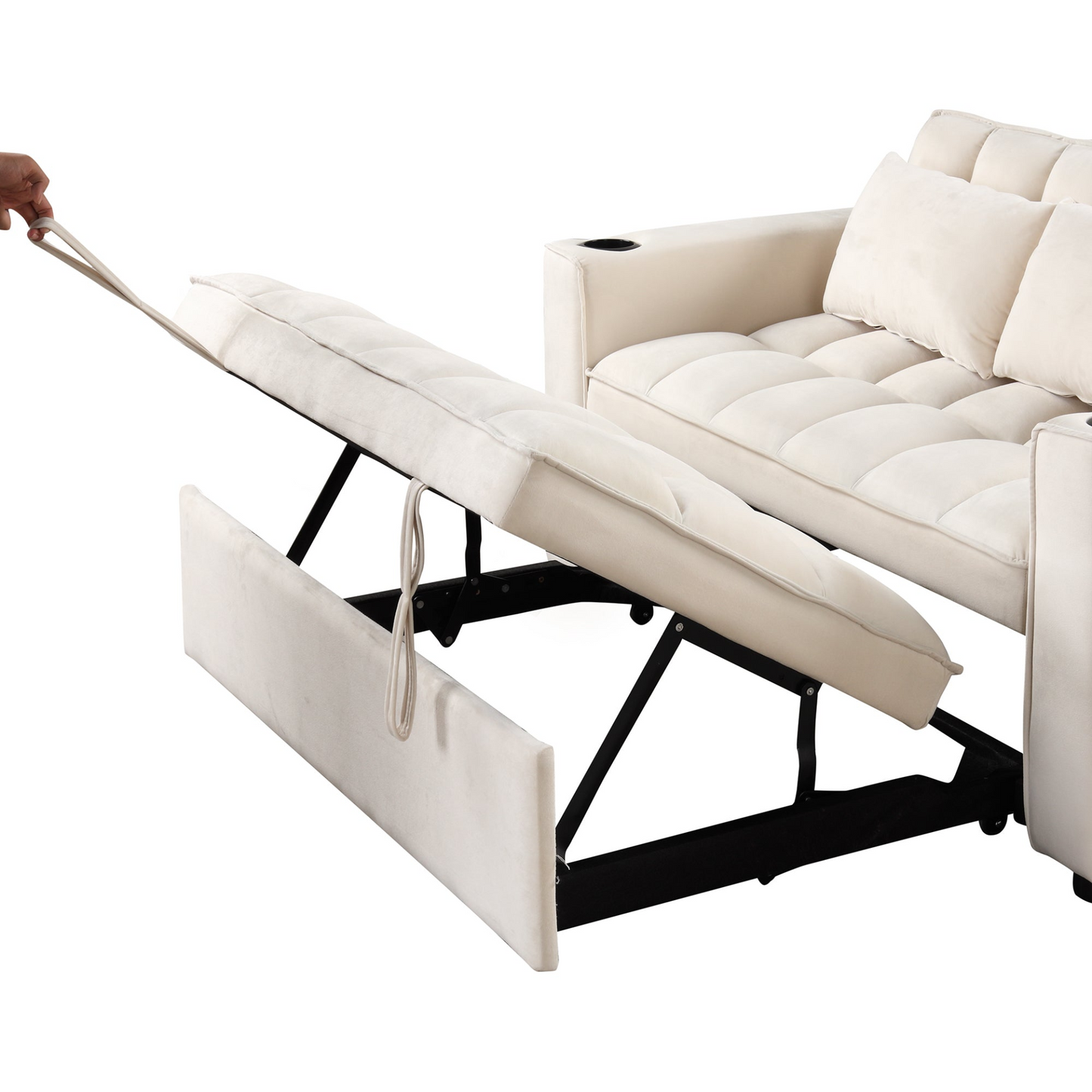 [product_type] | 55.3" 4-1 Multi-functional Sofa Bed with Cup Holder and USB Port - Milky White | casafoyer.myshopify.com