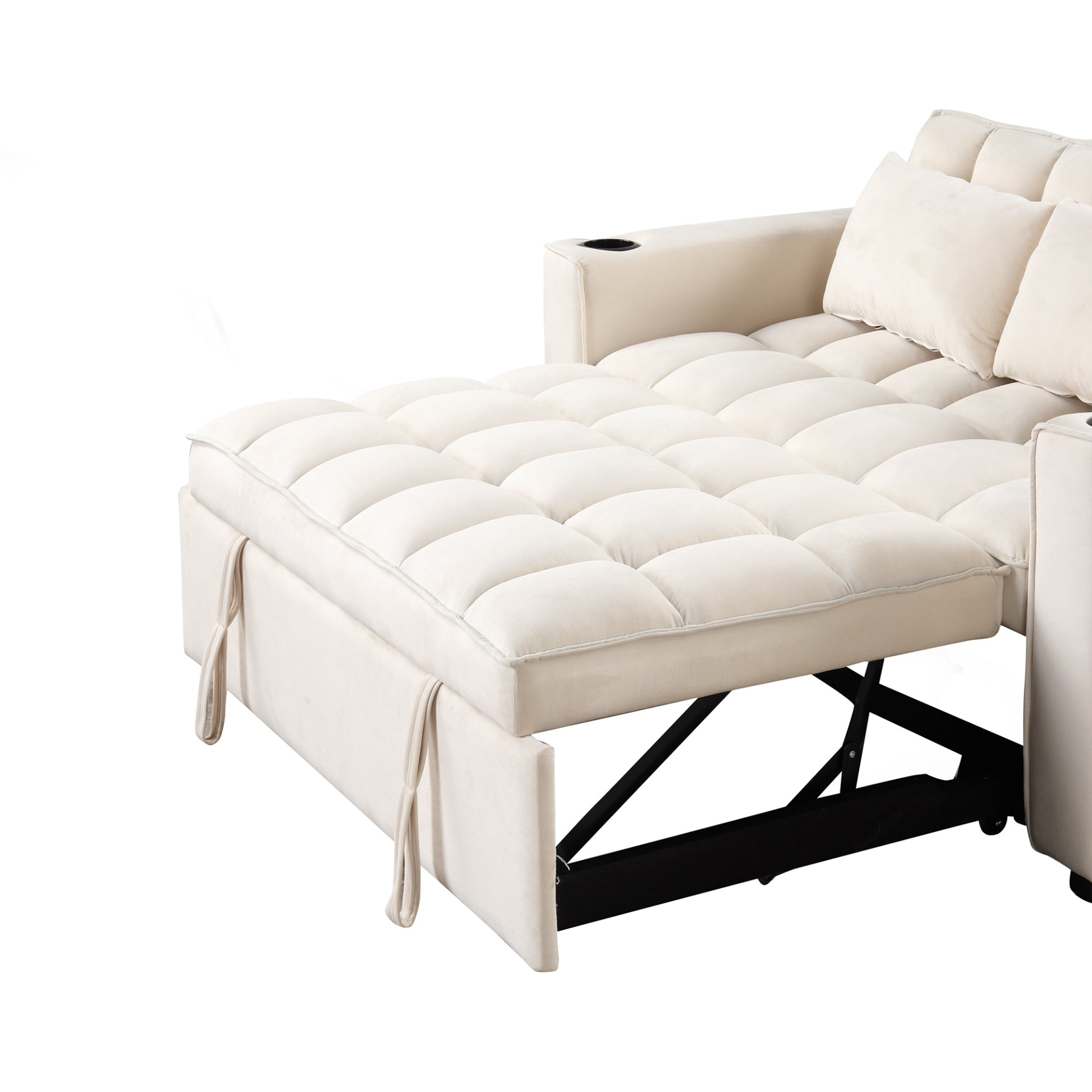 [product_type] | 55.3" 4-1 Multi-functional Sofa Bed with Cup Holder and USB Port - Milky White | casafoyer.myshopify.com