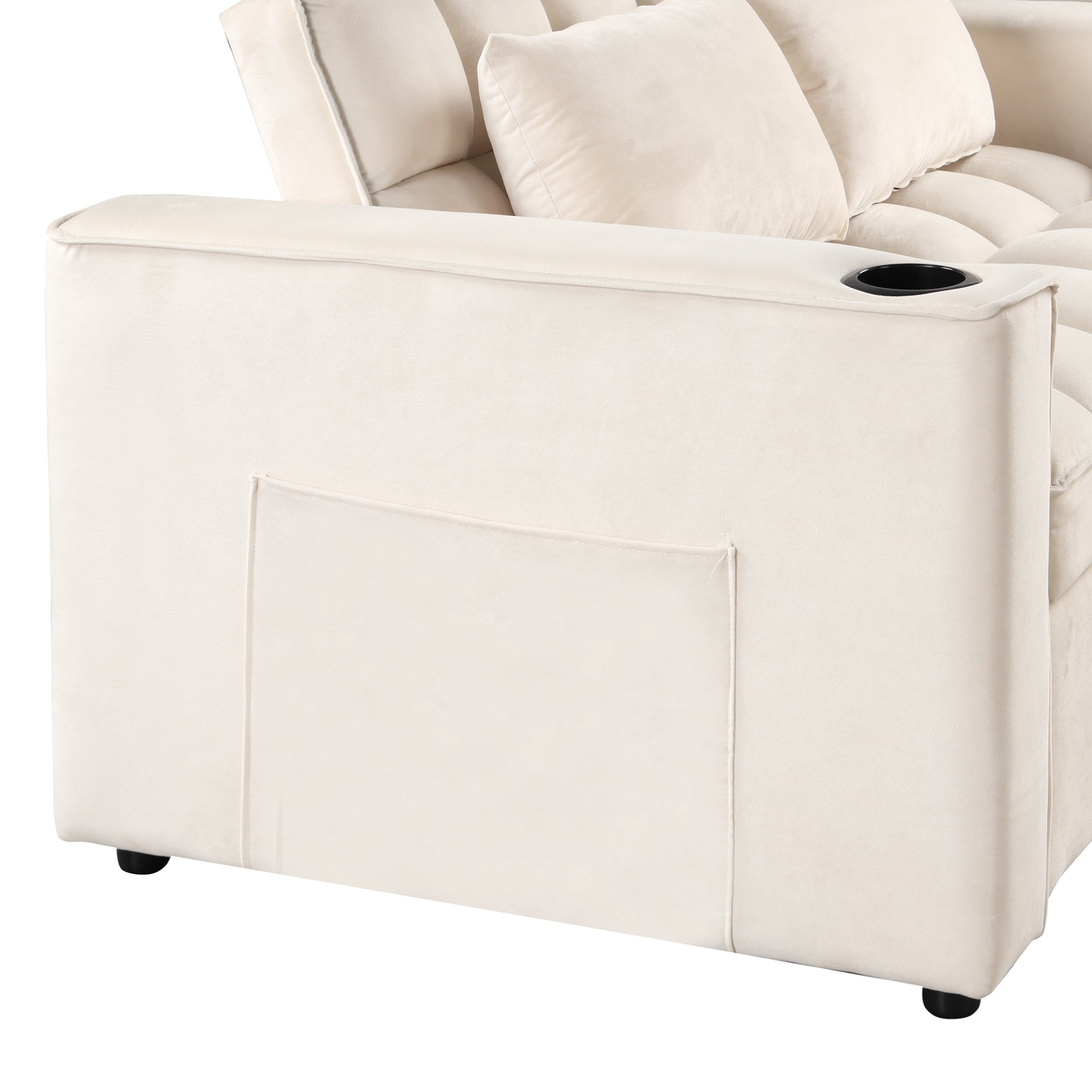 [product_type] | 55.3" 4-1 Multi-functional Sofa Bed with Cup Holder and USB Port - Milky White | casafoyer.myshopify.com