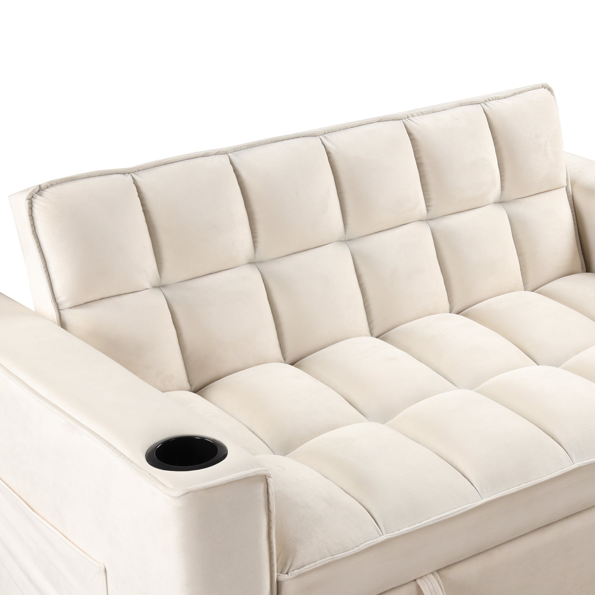 [product_type] | 55.3" 4-1 Multi-functional Sofa Bed with Cup Holder and USB Port - Milky White | casafoyer.myshopify.com