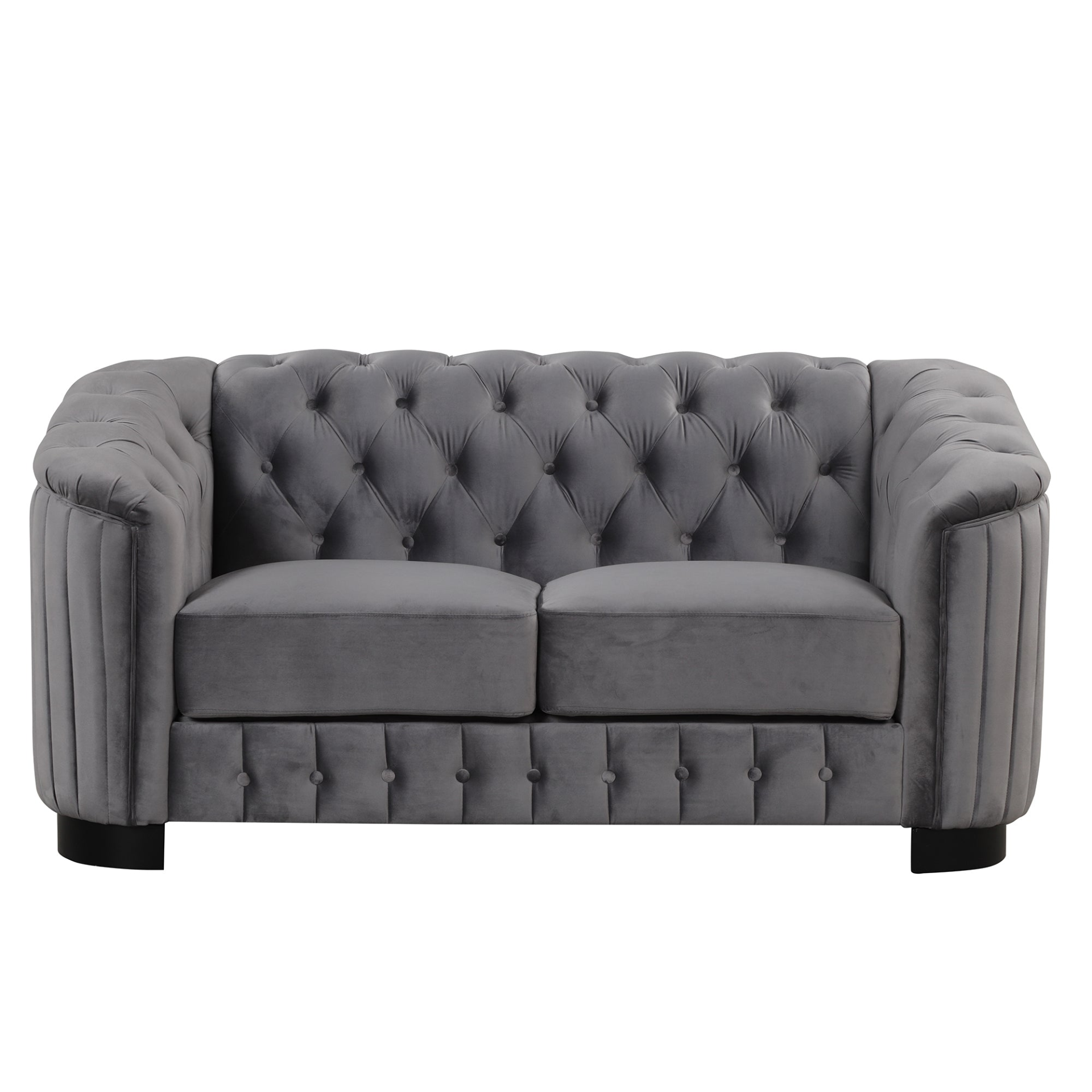 Sofa & Chair sets | Velvet Upholstered Loveseat Sofa,Modern Loveseat Sofa with Thick Removable Seat Cushion,2-Person Loveseat Sofa Couch for Living Room,Bedroom,or Small Space,Gray | casafoyer.myshopify.com