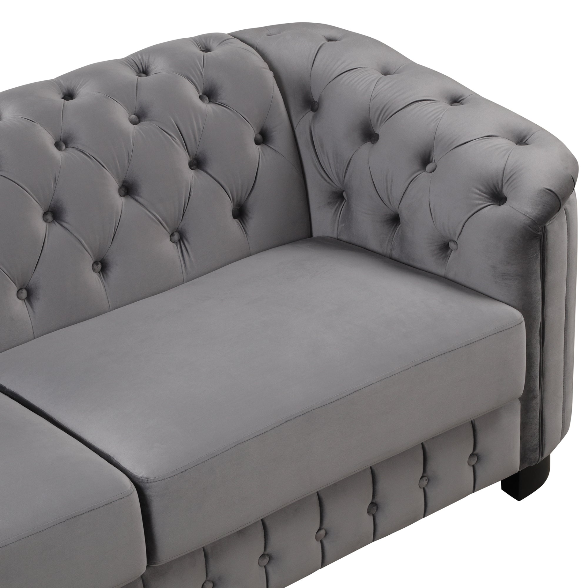 Sofa & Chair sets | Velvet Upholstered Loveseat Sofa,Modern Loveseat Sofa with Thick Removable Seat Cushion,2-Person Loveseat Sofa Couch for Living Room,Bedroom,or Small Space,Gray | casafoyer.myshopify.com