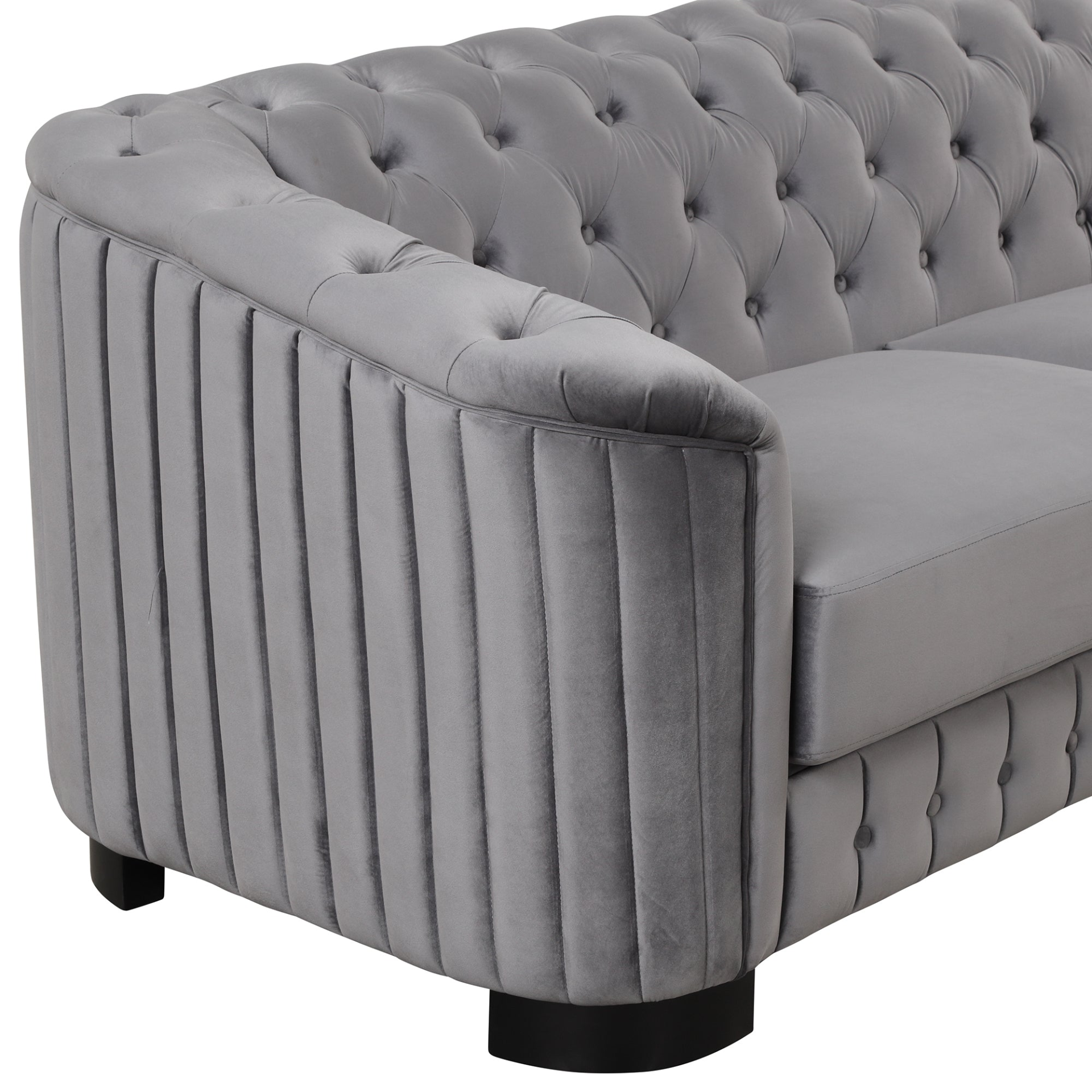 Sofa & Chair sets | Velvet Upholstered Loveseat Sofa,Modern Loveseat Sofa with Thick Removable Seat Cushion,2-Person Loveseat Sofa Couch for Living Room,Bedroom,or Small Space,Gray | casafoyer.myshopify.com