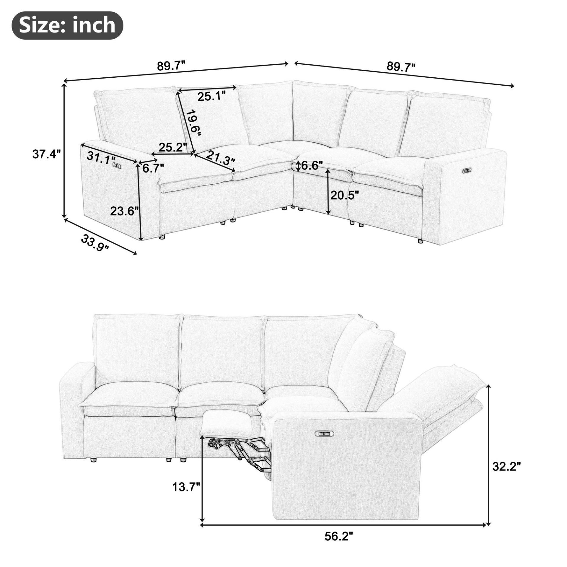 Sofa & Chair sets | Power Recliner Chair Home Theater Seating Soft Chair with USB Port for Living Room, Bedroom, Theater room, Grey | casafoyer.myshopify.com