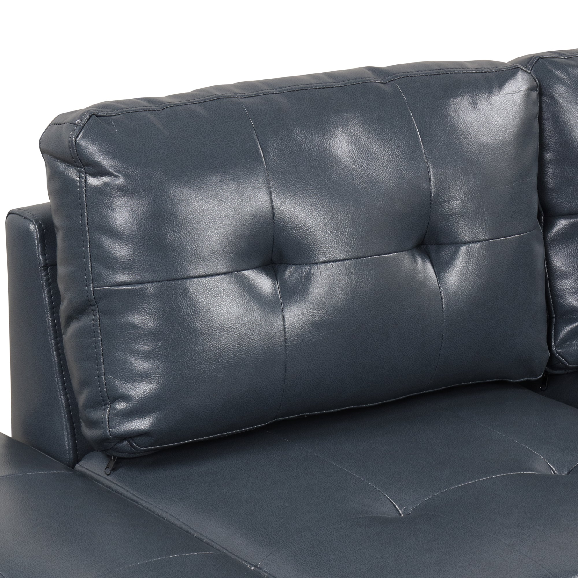 [product_type] | 94.88" L-Shaped Corner Sofa Pu Leather Sectional Sofa Couch with Movable Storage Ottomans for Living Room, Blue | casafoyer.myshopify.com