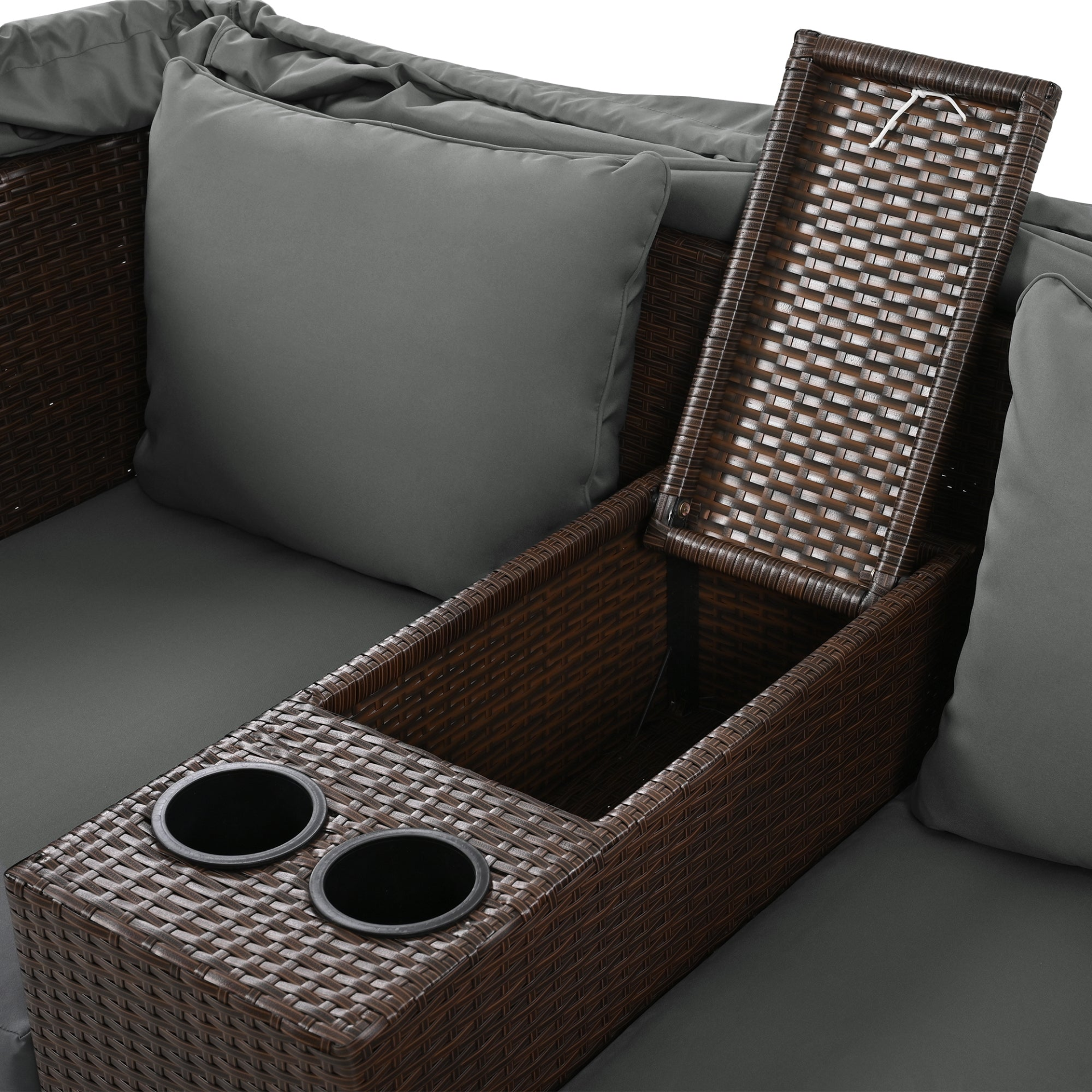 Patio Furntiure Sets | 2-Seater Outdoor Patio Daybed Outdoor Double Daybed Outdoor Loveseat Sofa Set with Foldable Awning and Cushions for Garden, Balcony, Poolside, Grey | casafoyer.myshopify.com