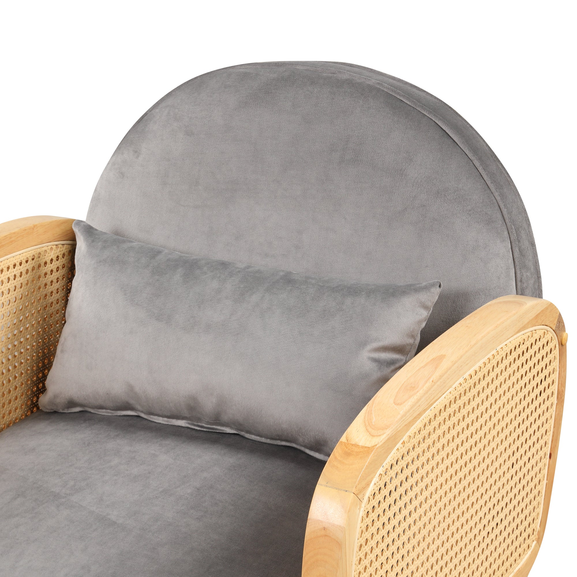 Sofa & Chair sets | Amchair with Rattan Armrest and Metal Legs Upholstered Mid Century Modern Chairs for Living Room or Reading Room, Grey | casafoyer.myshopify.com