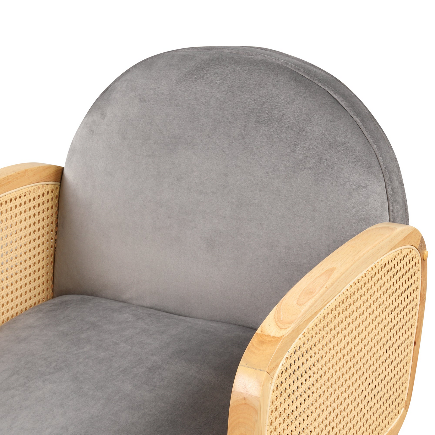 Sofa & Chair sets | Amchair with Rattan Armrest and Metal Legs Upholstered Mid Century Modern Chairs for Living Room or Reading Room, Grey | casafoyer.myshopify.com